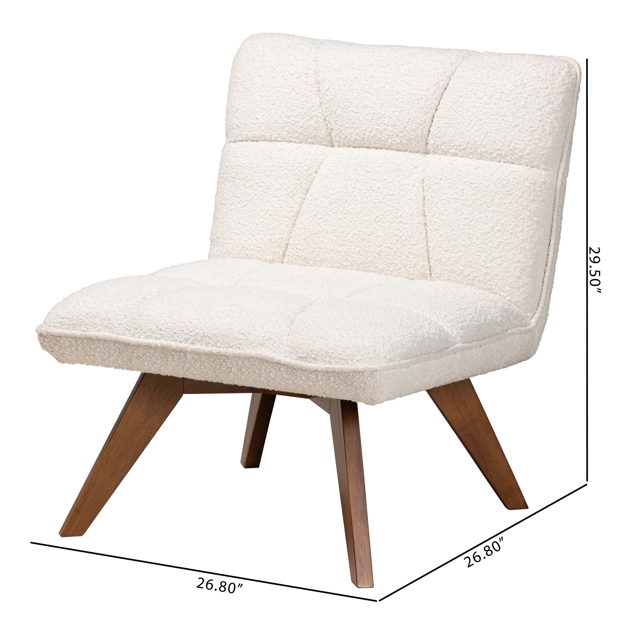 Baxton Studio Darielle Japandi Cream Boucle Fabric and Walnut Brown Finished Rubberwood Accent Chair