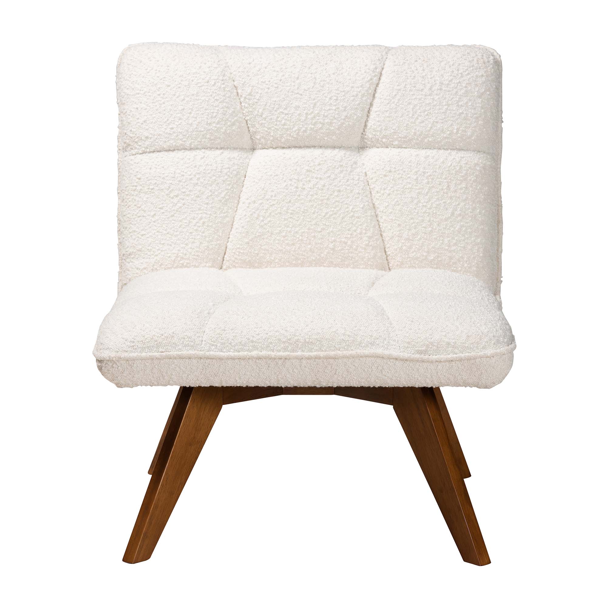 Baxton Studio Darielle Japandi Cream Boucle Fabric and Walnut Brown Finished Rubberwood Accent Chair