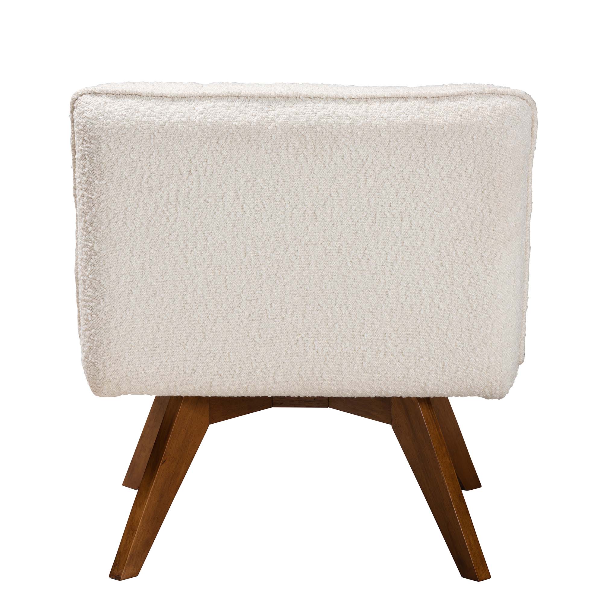 Baxton Studio Darielle Japandi Cream Boucle Fabric and Walnut Brown Finished Rubberwood Accent Chair