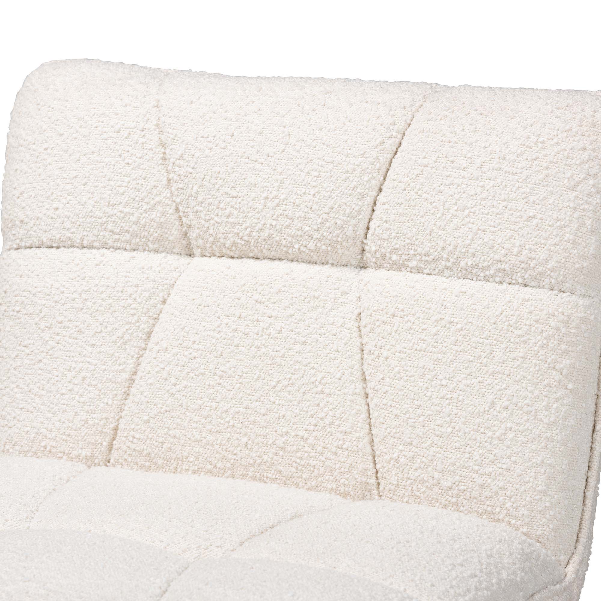 Baxton Studio Darielle Japandi Cream Boucle Fabric and Walnut Brown Finished Rubberwood Accent Chair