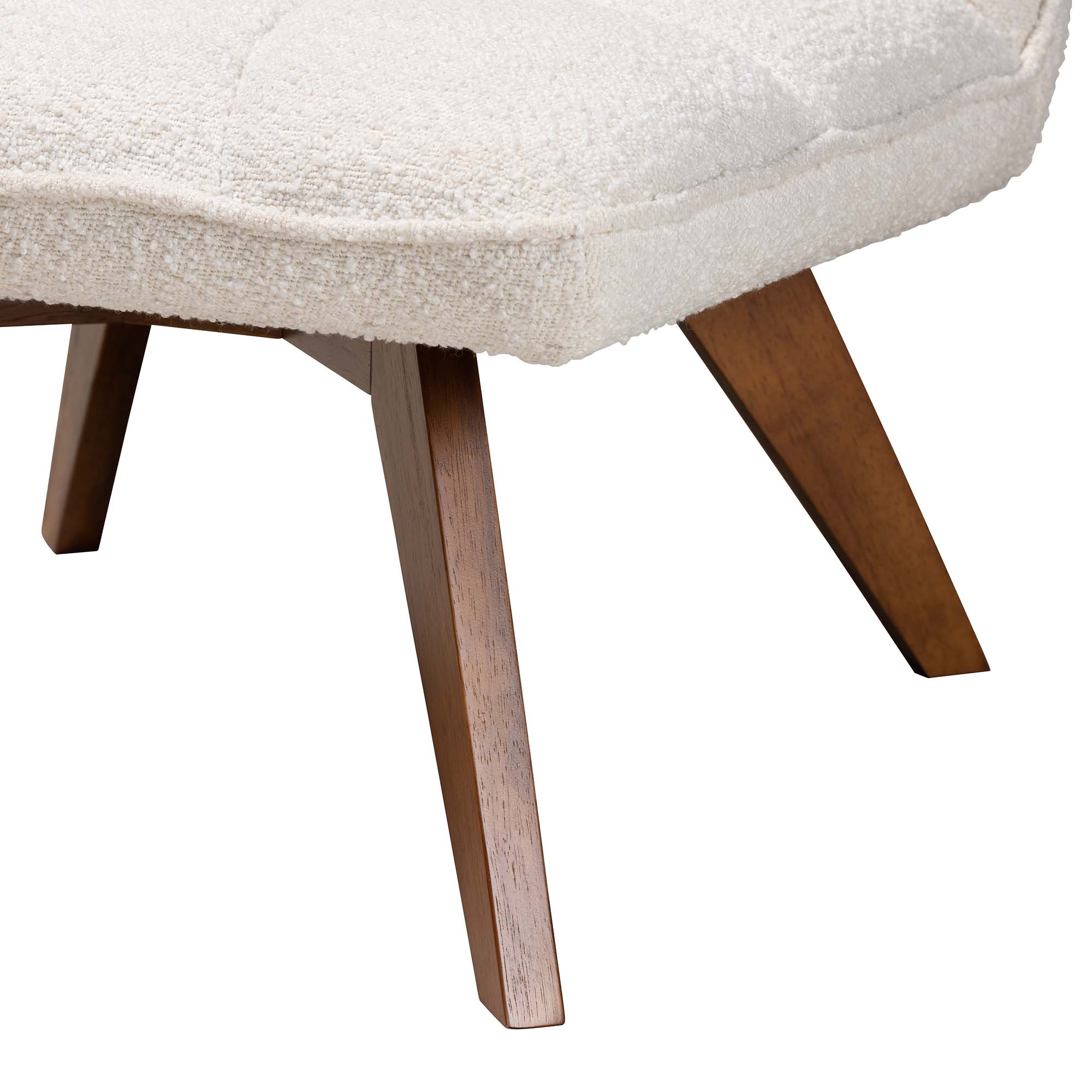Baxton Studio Darielle Japandi Cream Boucle Fabric and Walnut Brown Finished Rubberwood Accent Chair