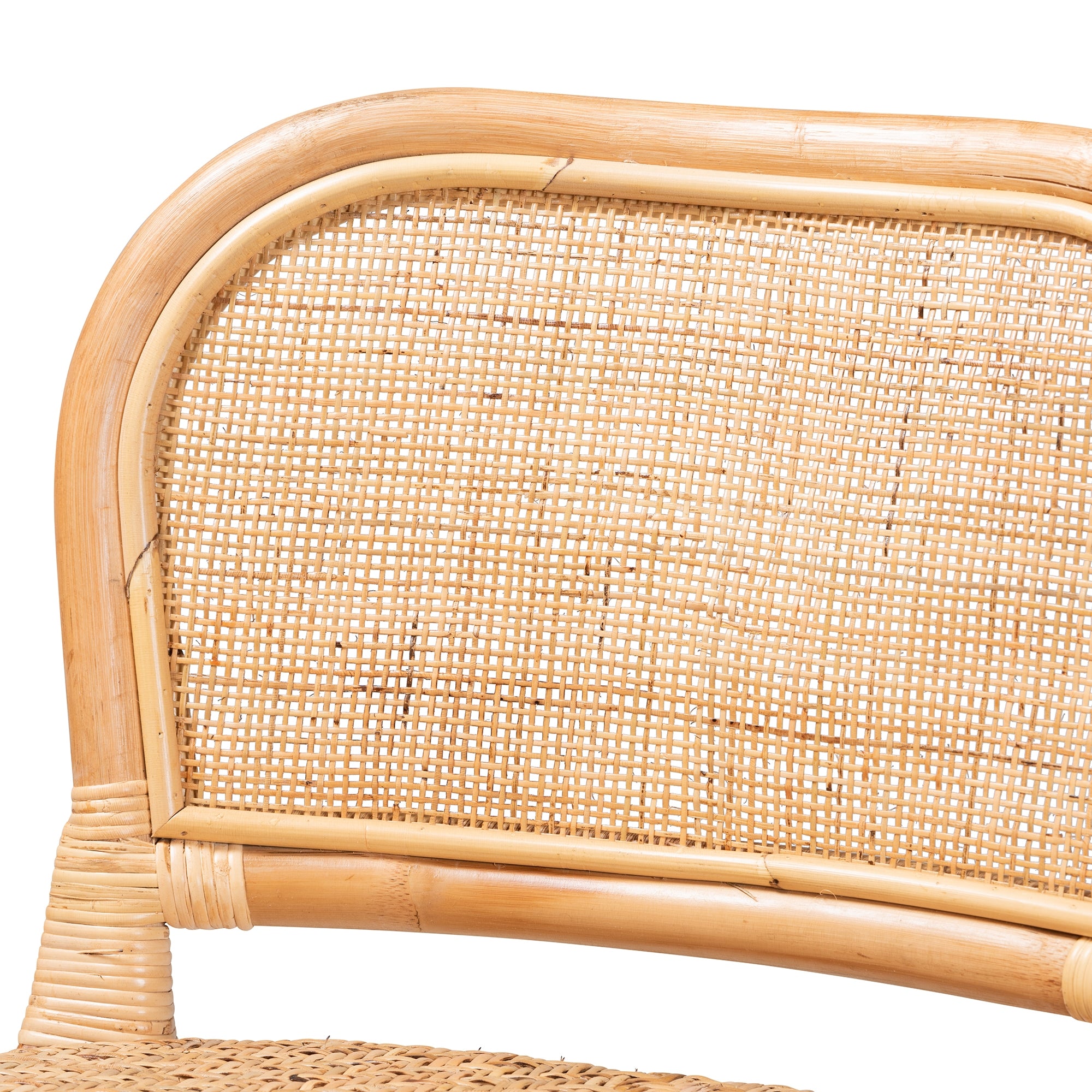 bali & pari Adrena Modern Bohemian Natural Brown Rattan Bar Stool