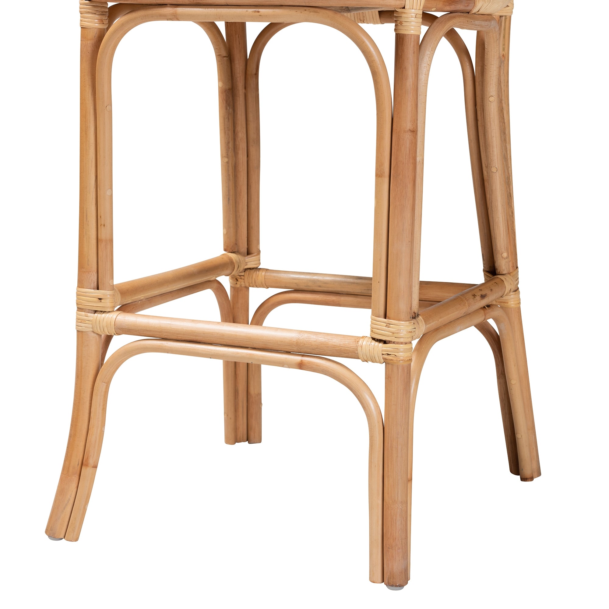bali & pari Adrena Modern Bohemian Natural Brown Rattan Bar Stool