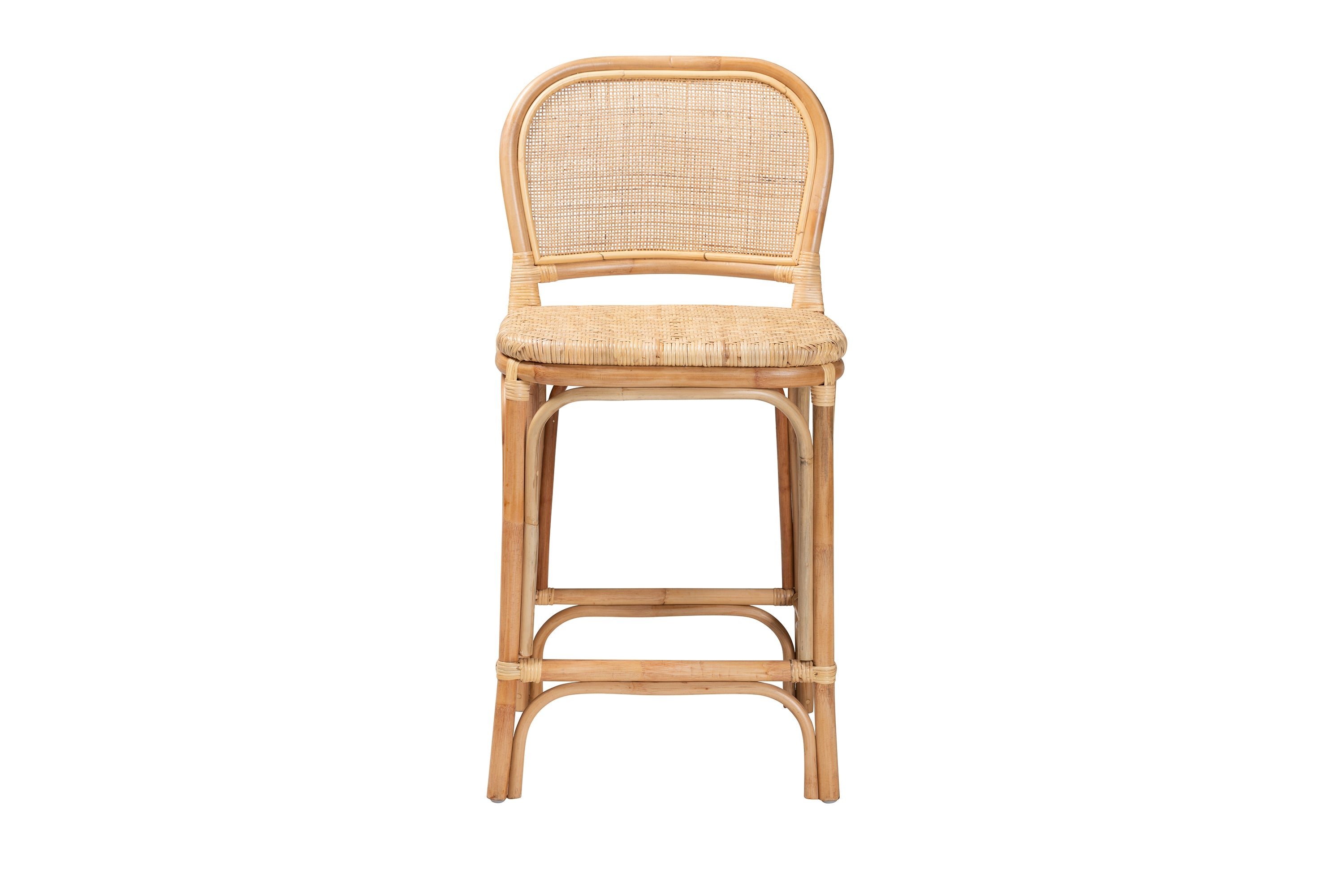 bali & pari Adrena Modern Bohemian Natural Brown Rattan Counter Stool