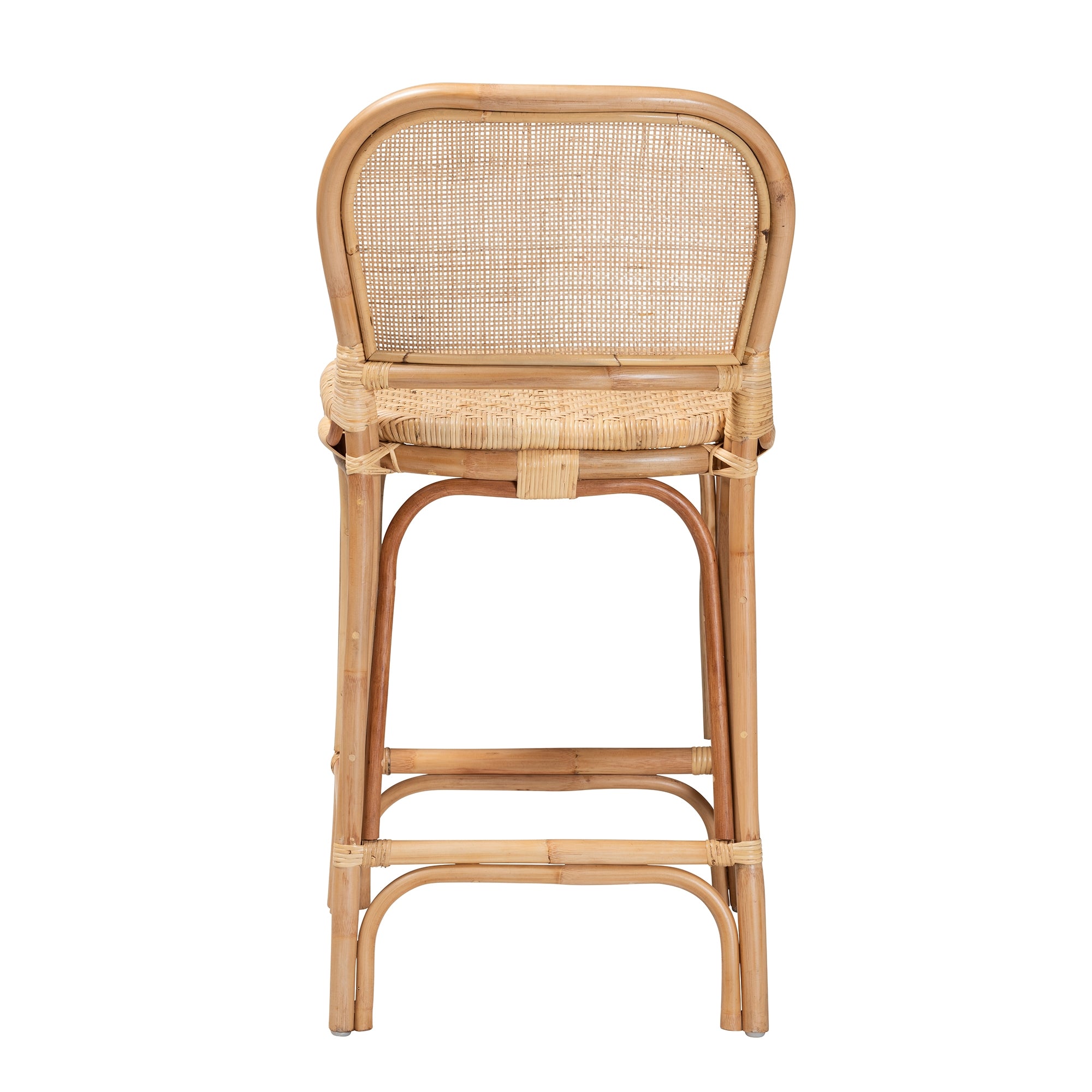 bali & pari Adrena Modern Bohemian Natural Brown Rattan Counter Stool