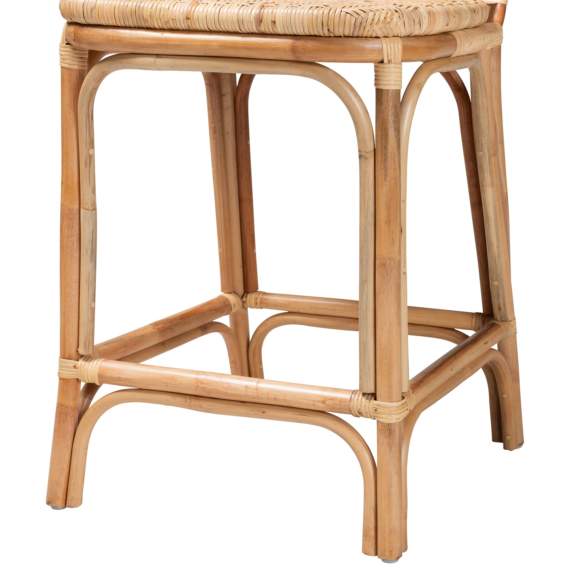 bali & pari Adrena Modern Bohemian Natural Brown Rattan Counter Stool