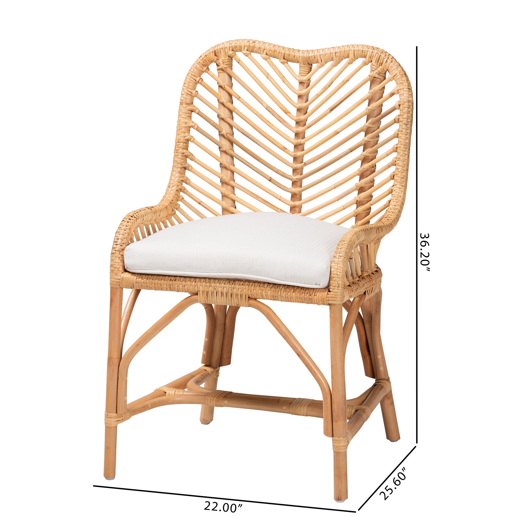 bali & pari Arween Modern Bohemian Natural Brown Rattan Dining Chair