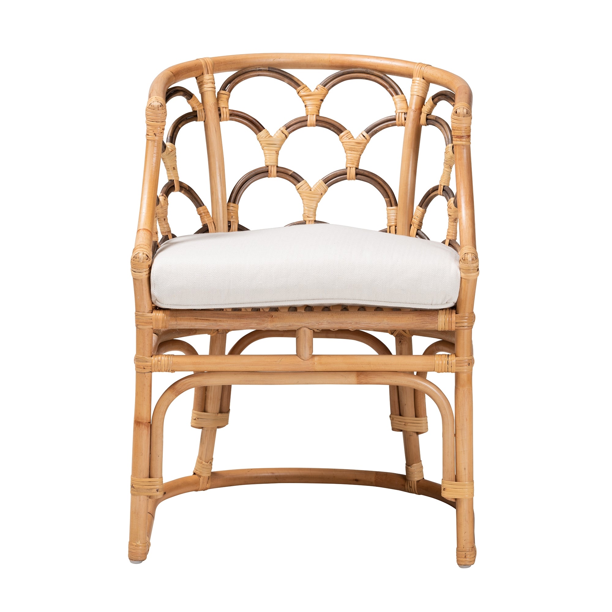 bali & pari Aster Modern Bohemian Natural Brown Rattan Armchair