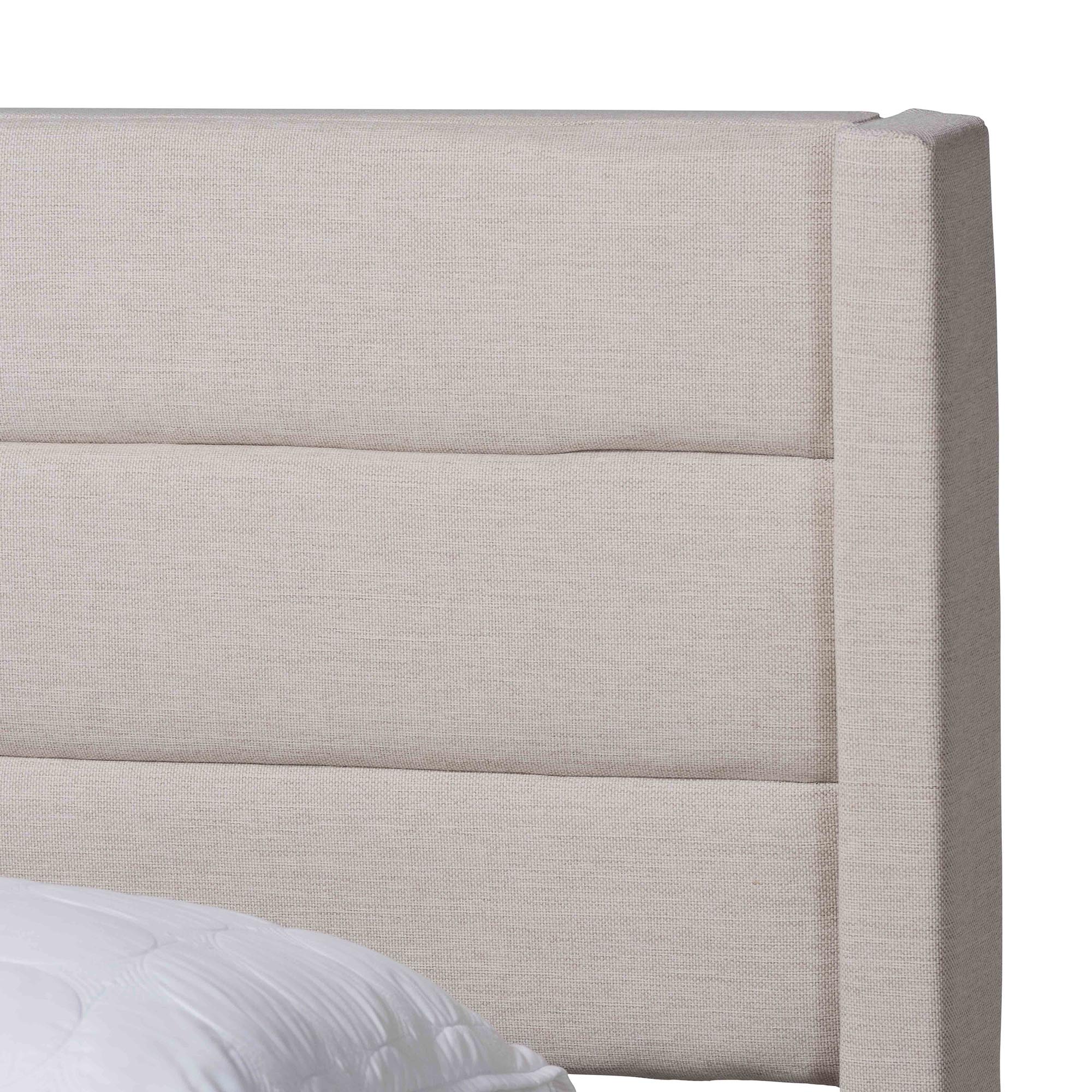 Baxton Studio Braylon Mid-Century Modern Transitional Beige Fabric and Dark Brown Finished Wood Full Size 3-Drawer Storage Platform Bed