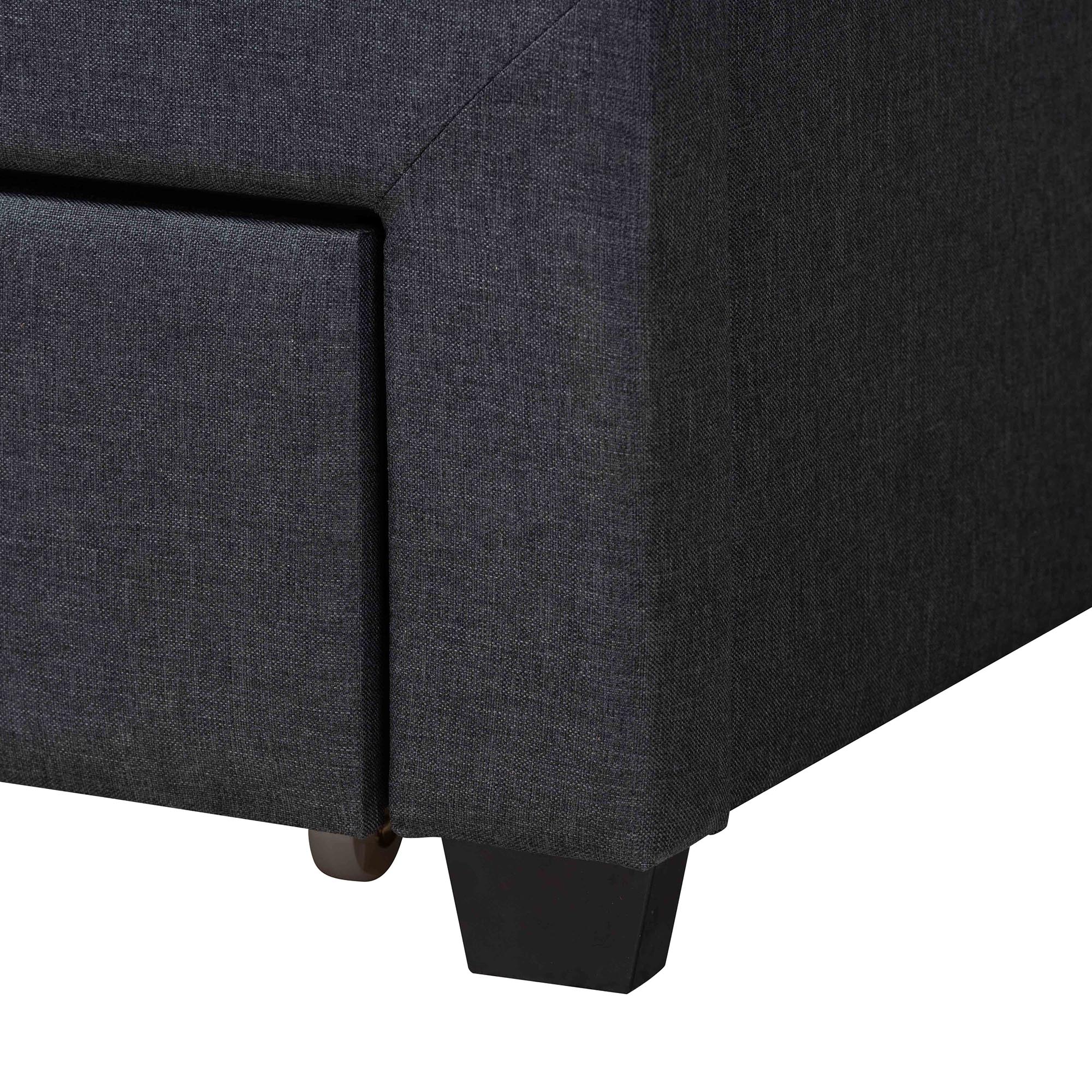 Baxton Studio Braylon Mid-Century Modern Transitional Charcoal Grey Fabric and Dark Brown Finished Wood Queen Size 3-Drawer Storage Platform Bed
