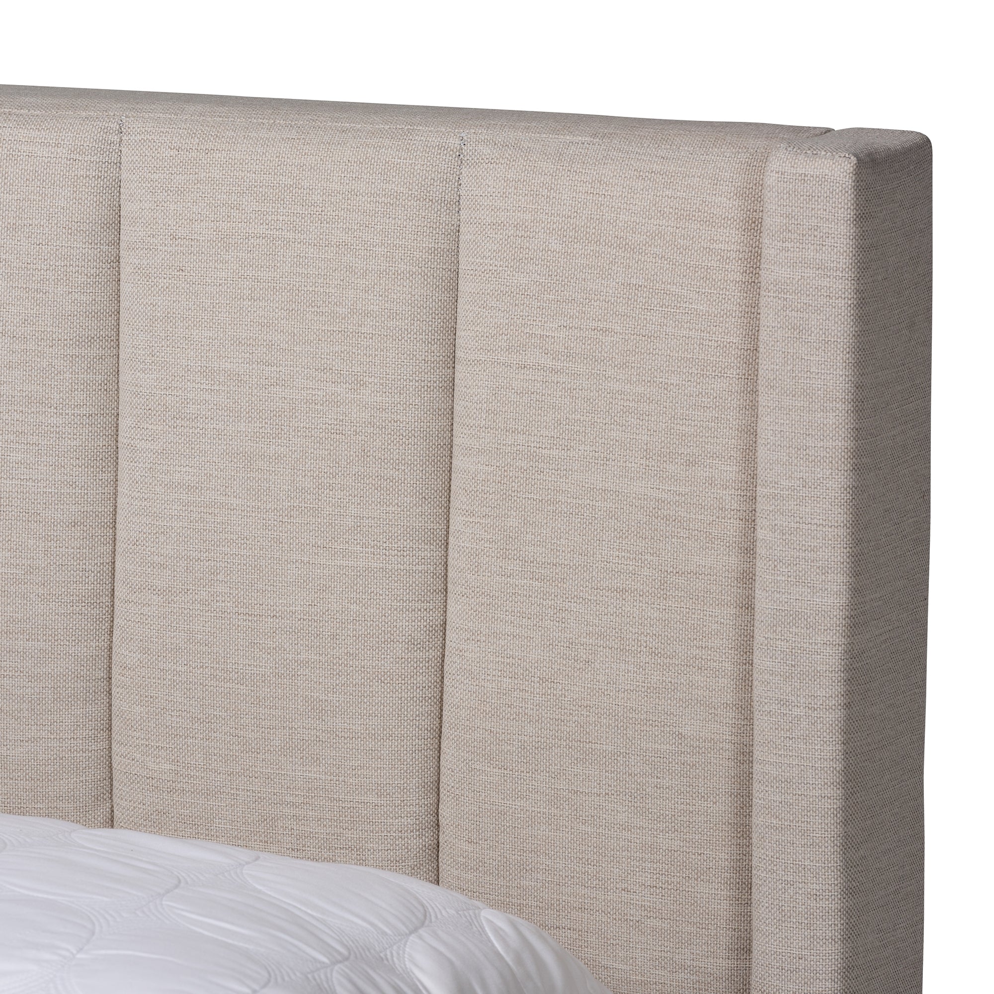 Baxton Studio Coronado Mid-Century Modern Transitional Beige Fabric Queen Size 3-Drawer Storage Platform Bed