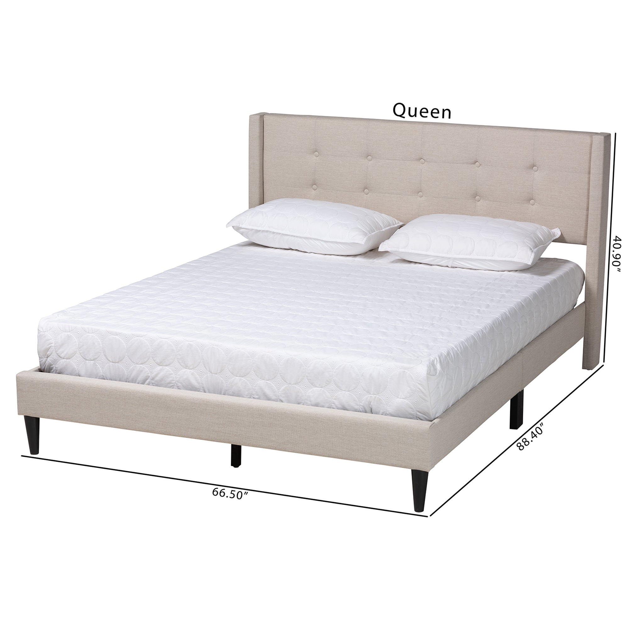Baxton Studio Casol Mid-Century Modern Transitional Beige Fabric Upholstered Queen Size Platform Bed