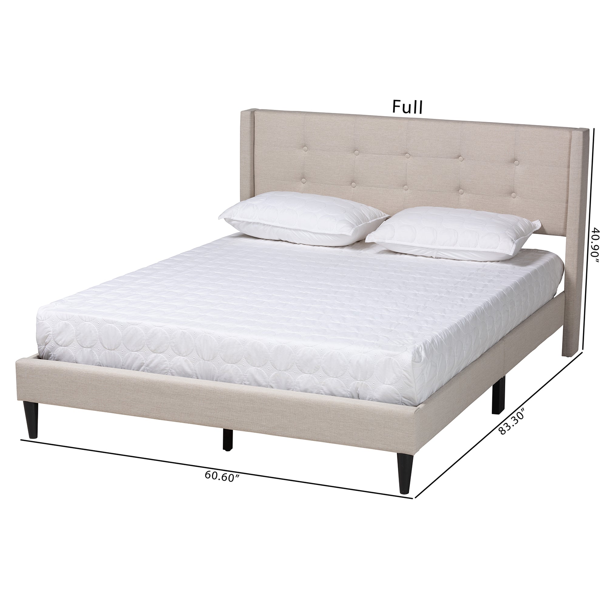 Baxton Studio Casol Mid-Century Modern Transitional Beige Fabric Upholstered Queen Size Platform Bed