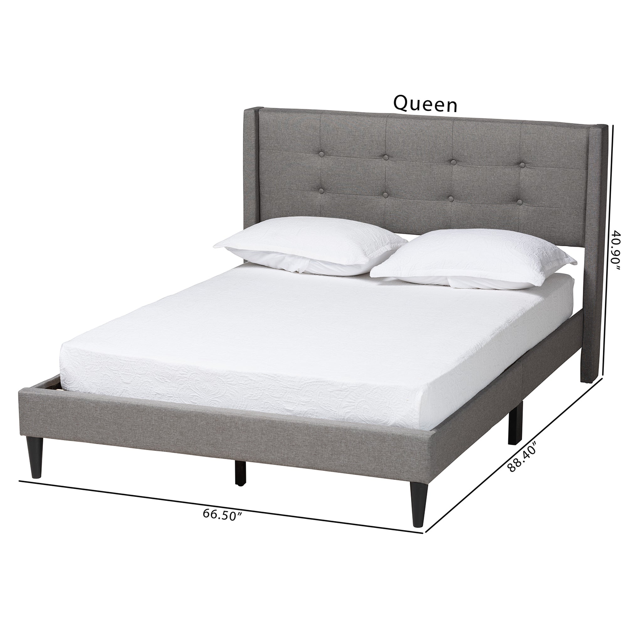 Baxton Studio Casol Mid-Century Modern Transitional Grey Fabric Upholstered Queen Size Platform Bed