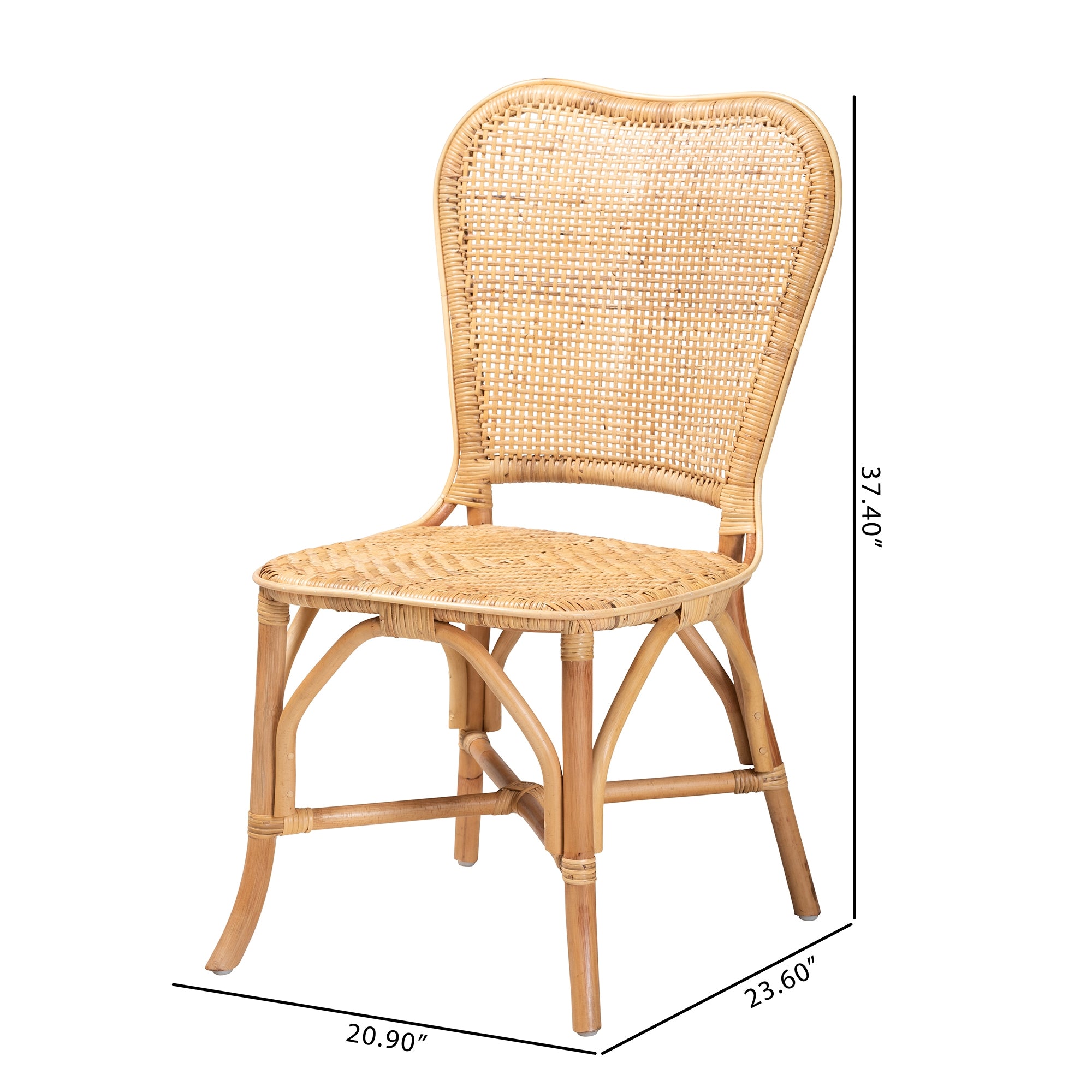 bali & pari Irene Modern Bohemian Natural Rattan Dining Chair