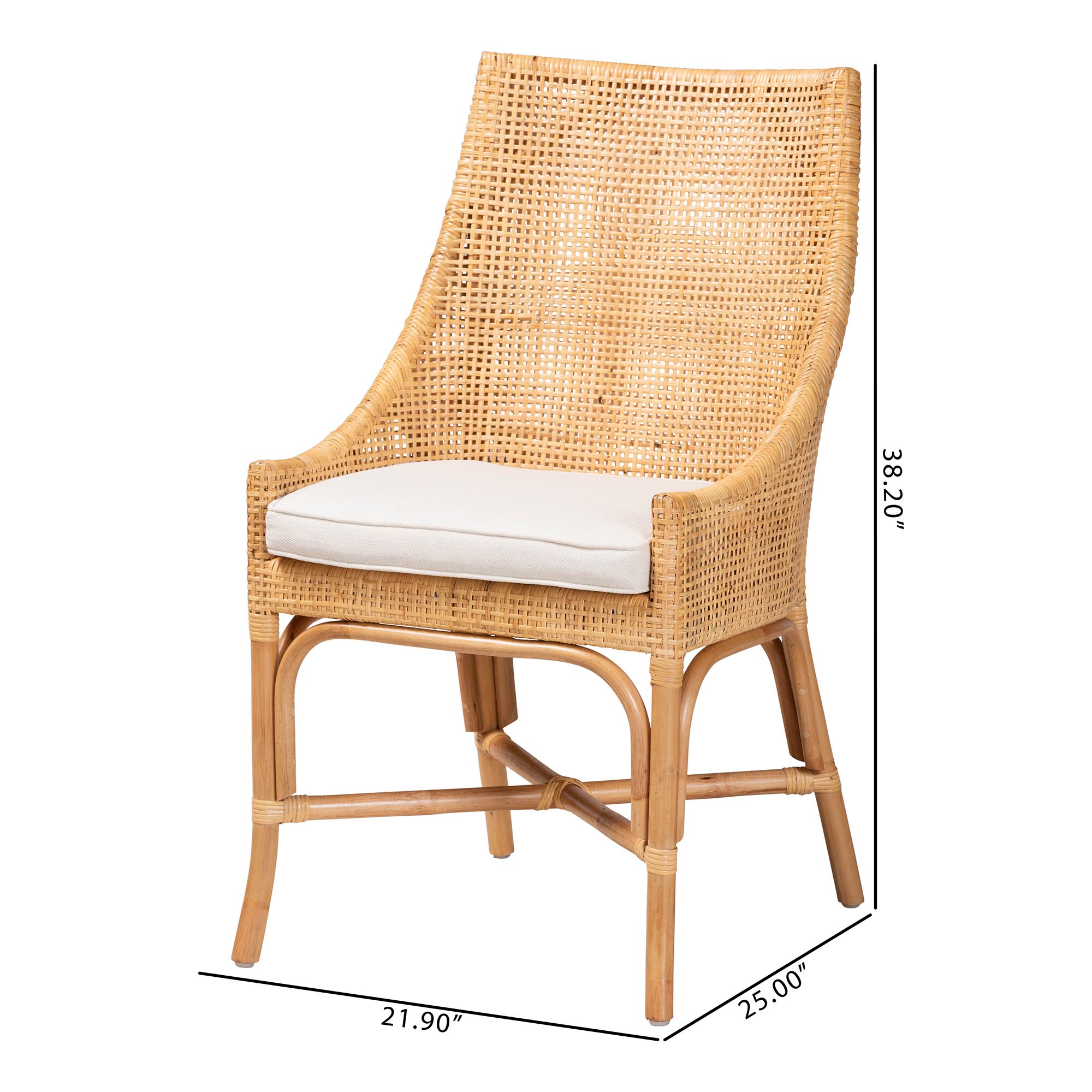 bali & pari Bella Modern Bohemian Natural Brown Rattan Dining Chair