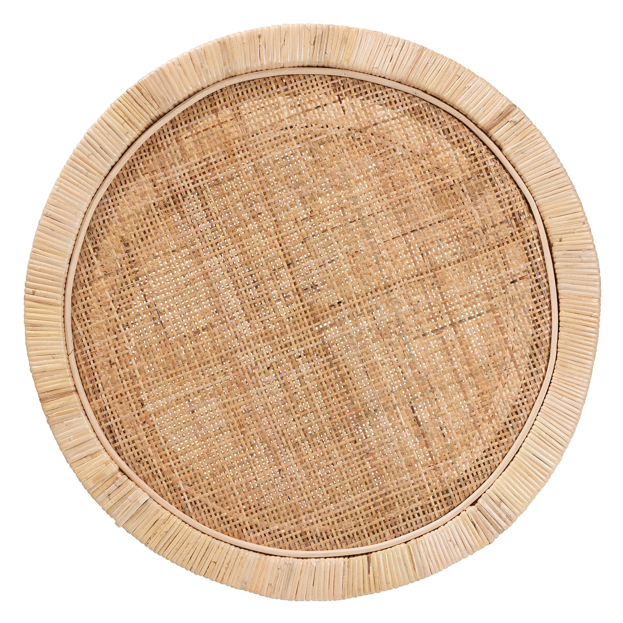 bali & pari Bella Modern Bohemian Natural Brown Mahogany Wood and Natural Rattan 2-Tier End Table