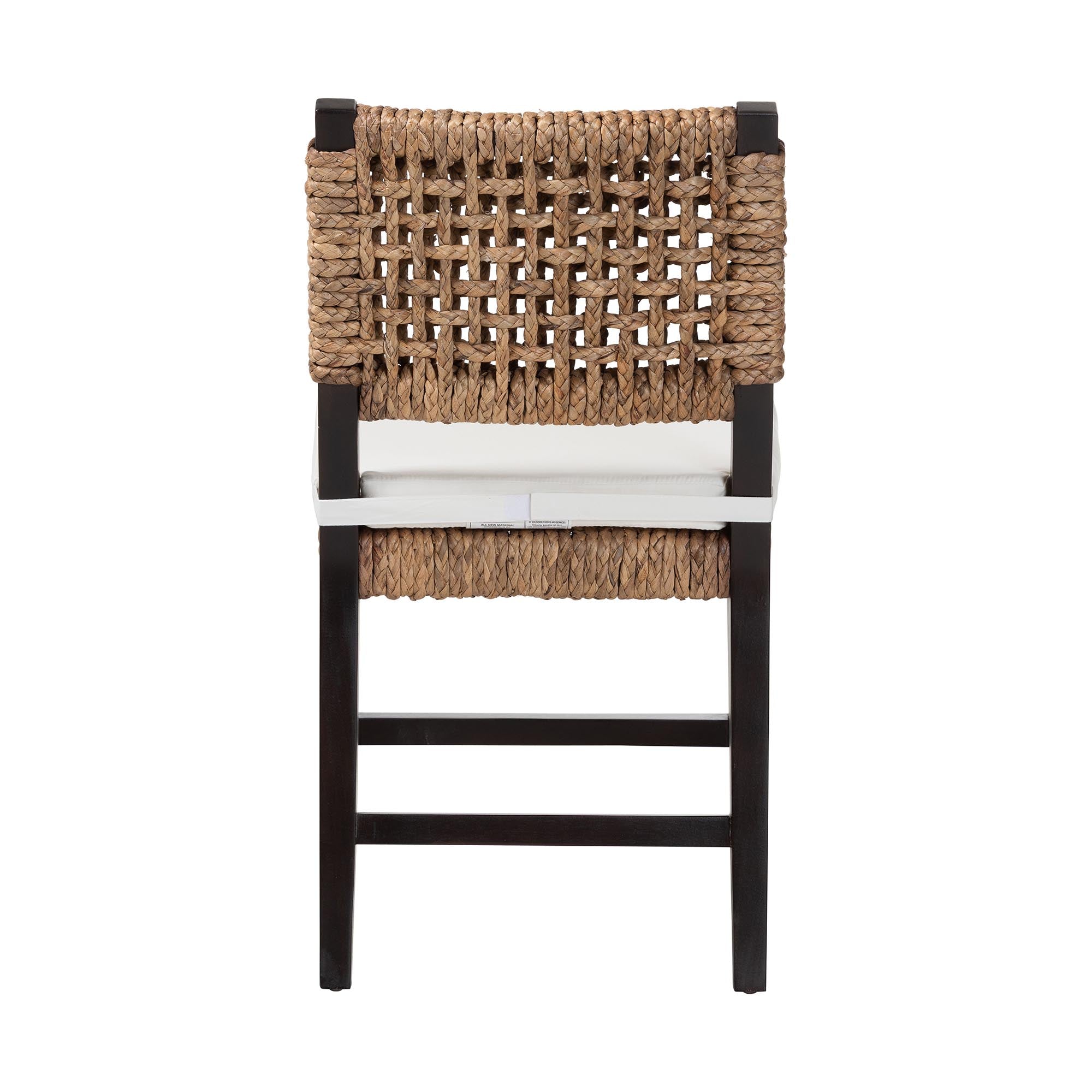 bali & pari Alise Modern Bohemian Dark Brown Mahogany Wood and Seagrass Dining Chair