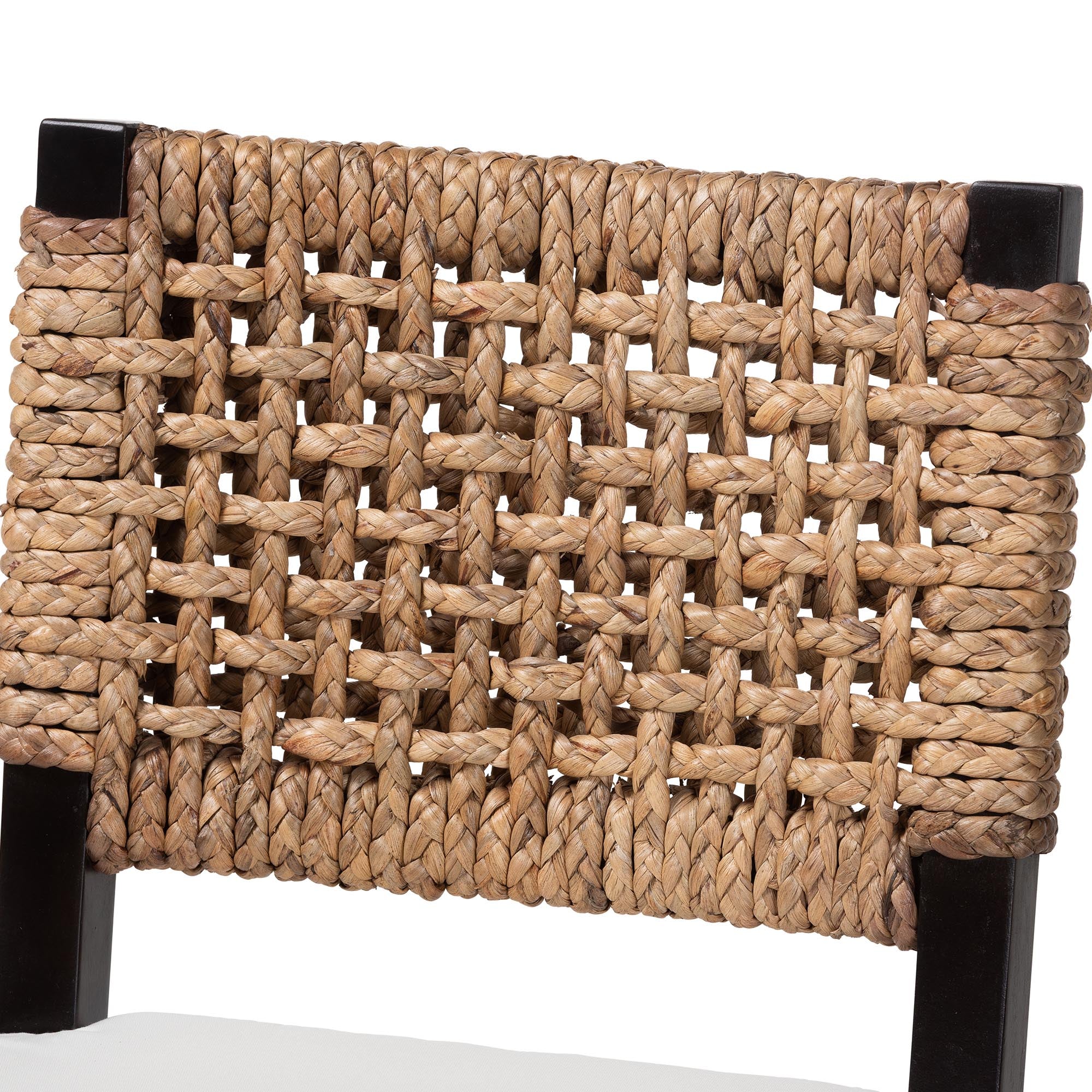 bali & pari Alise Modern Bohemian Dark Brown Mahogany Wood and Seagrass Dining Chair