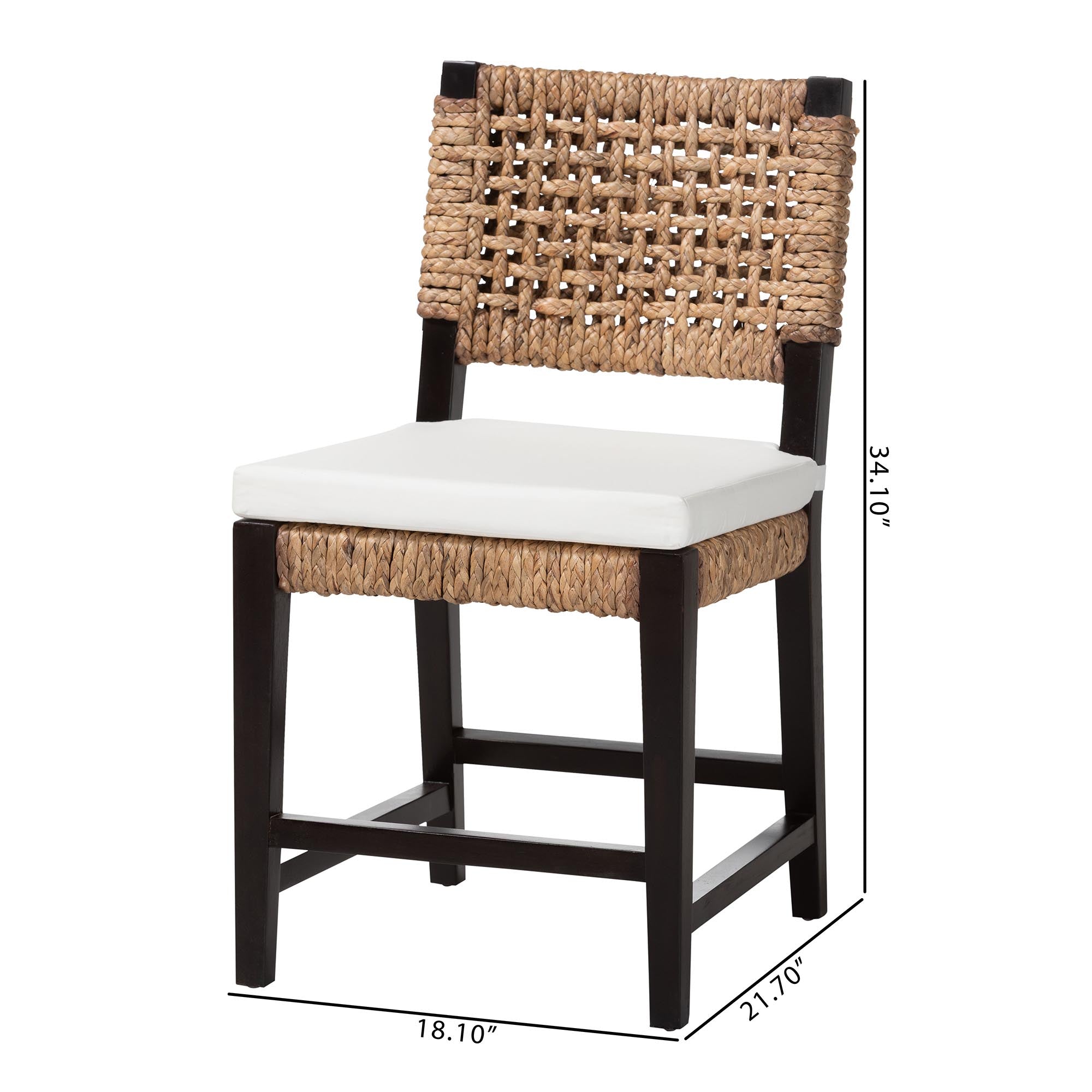 bali & pari Alise Modern Bohemian Dark Brown Mahogany Wood and Seagrass Dining Chair