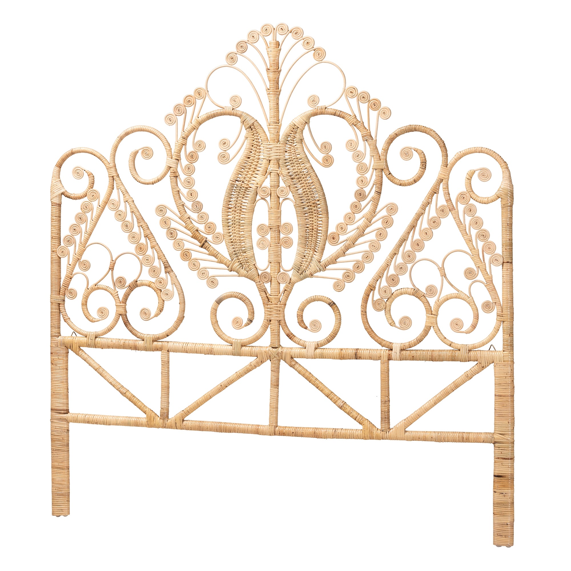bali & pari Caelinus Modern Bohemian Natural Brown Rattan Queen Size Standalone Headboard