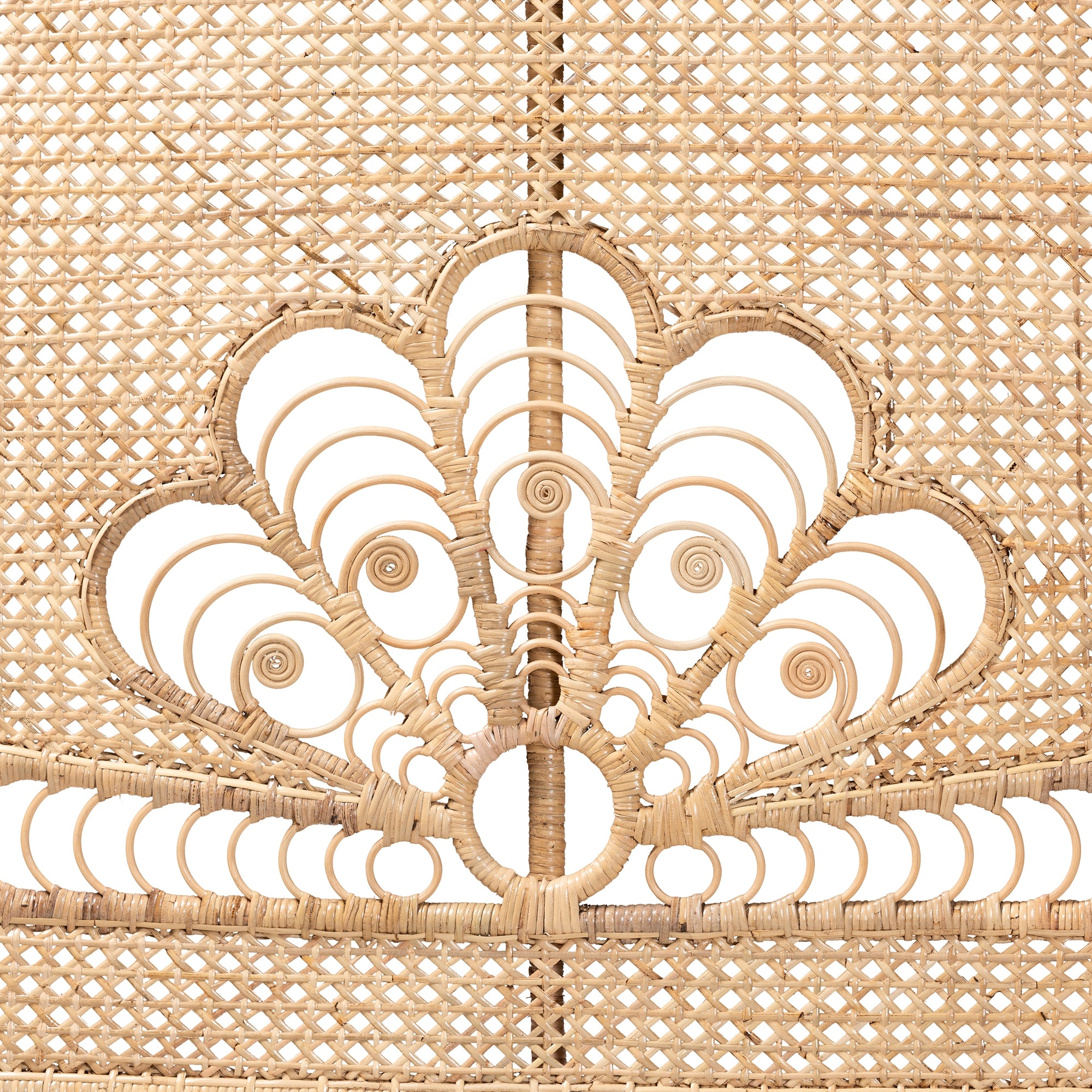 bali & pari Marlette Modern Bohemian Natural Brown Rattan Queen Size Standalone Headboard