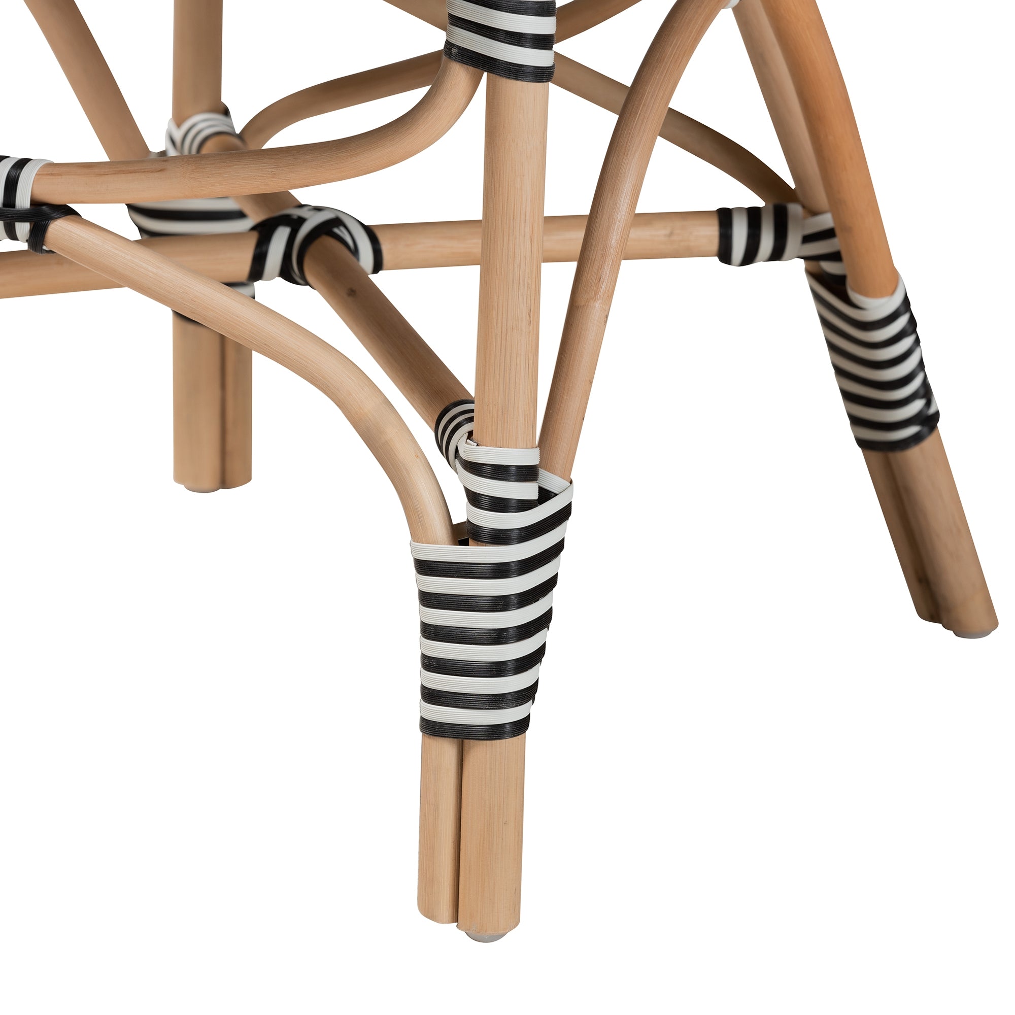 bali & pari Wallis Modern French Two-Tone Black and White Weaving and Natural Rattan Indoor Dining Chair