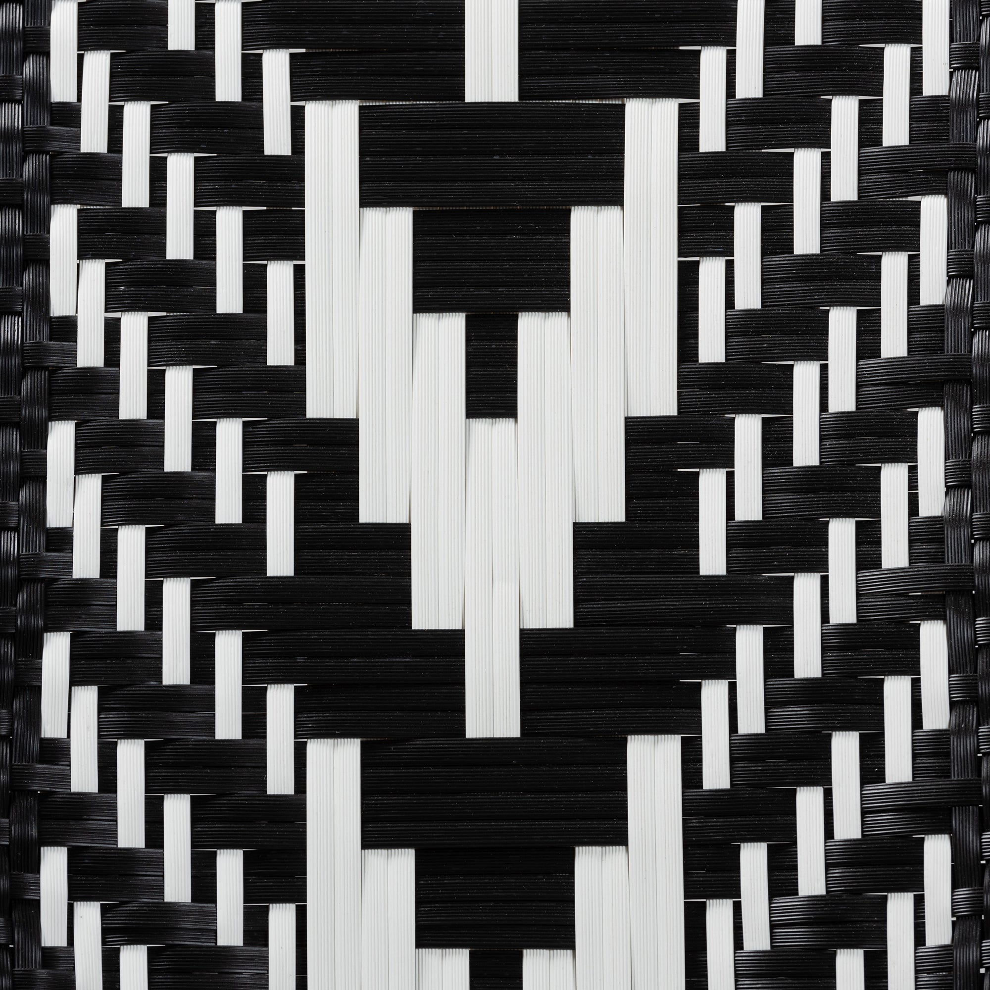 bali & pari Wallis Modern French Two-Tone Black and White Weaving and Natural Rattan Indoor Dining Chair