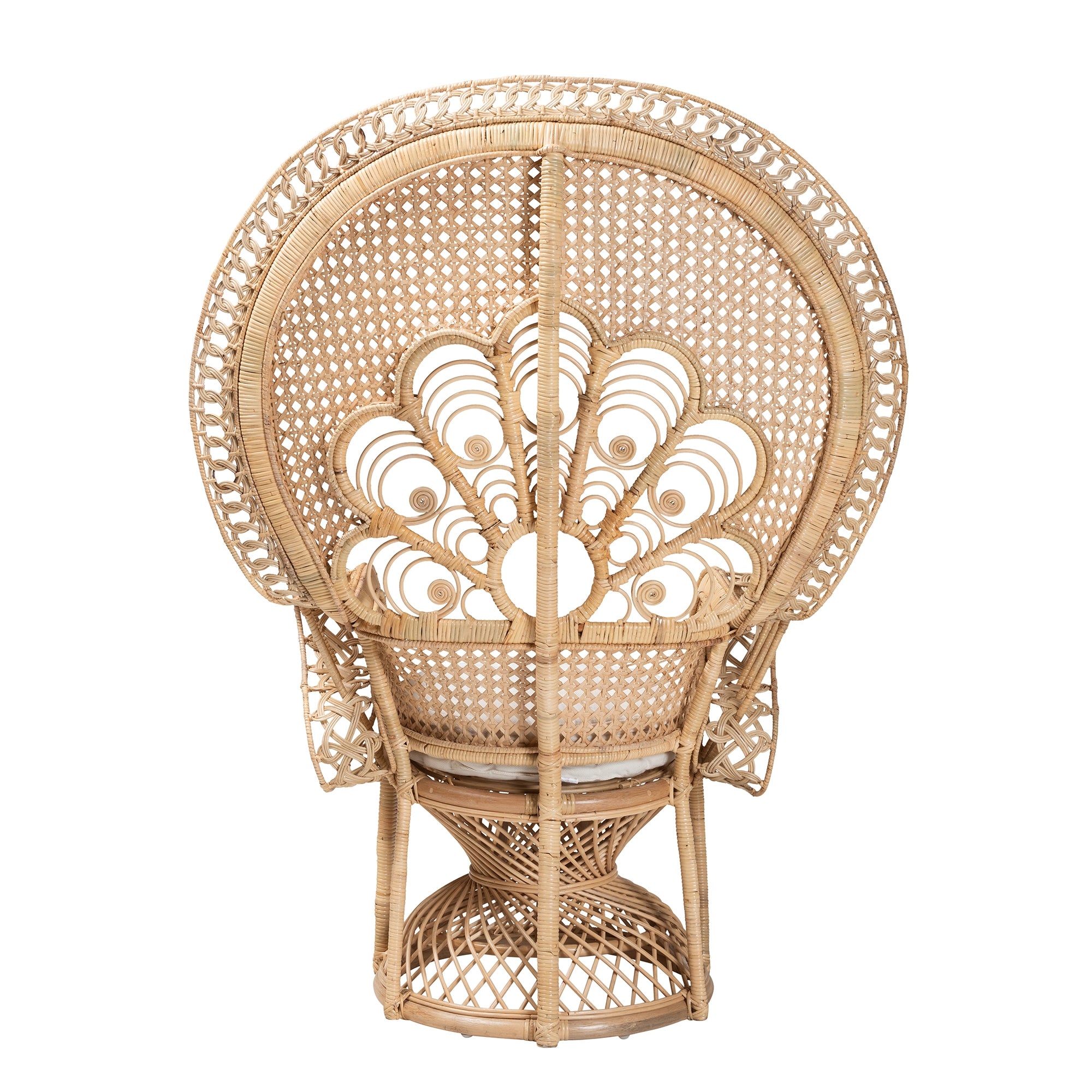bali & pari Ediva Modern Bohemian Natural Brown Rattan Peacock Accent Chair