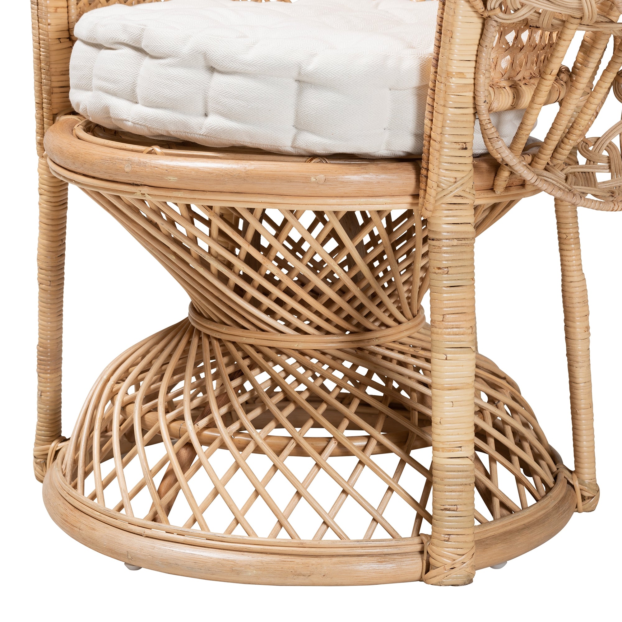 bali & pari Ediva Modern Bohemian Natural Brown Rattan Peacock Accent Chair