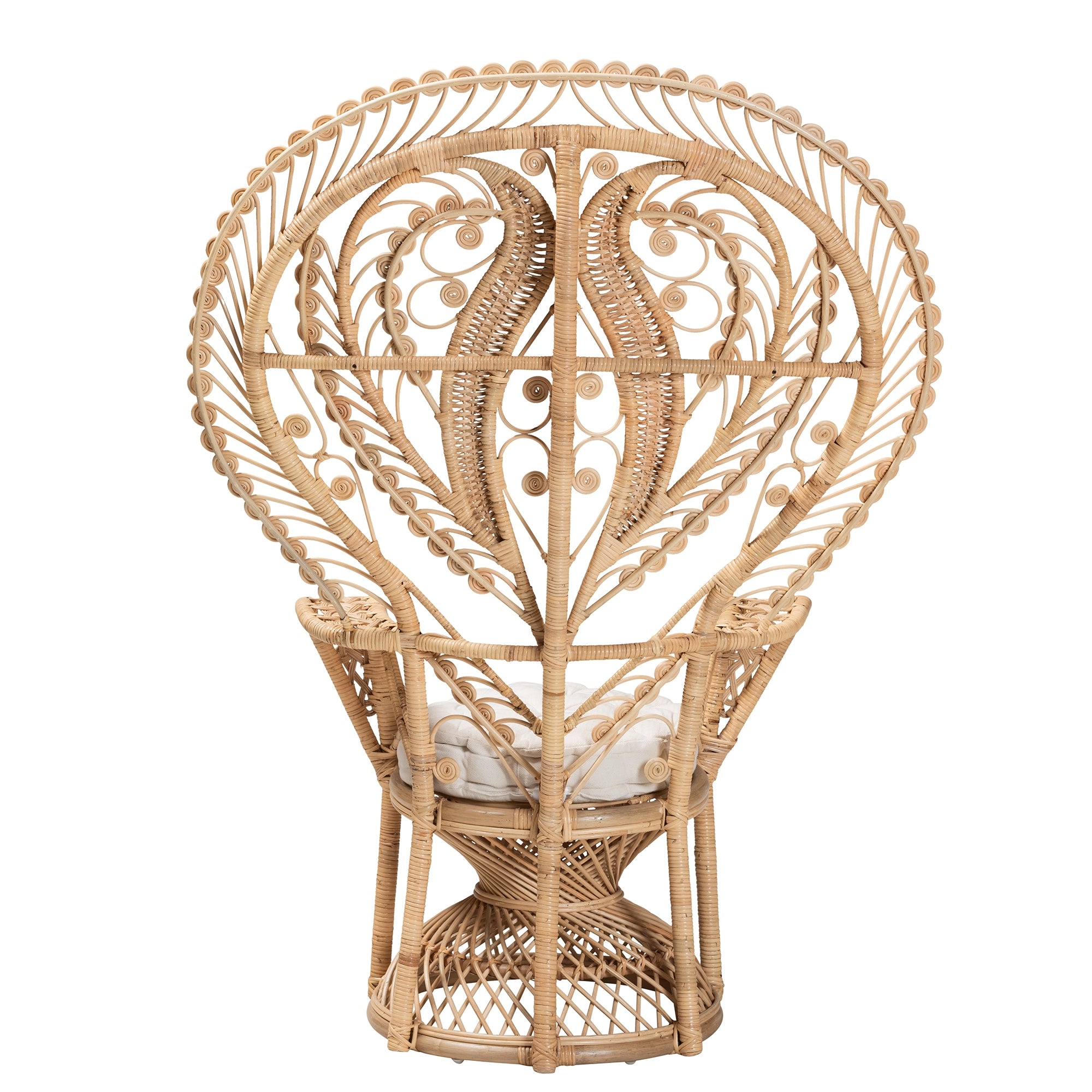 bali & pari Fedra Modern Bohemian Natural Brown Rattan Peacock Accent Chair