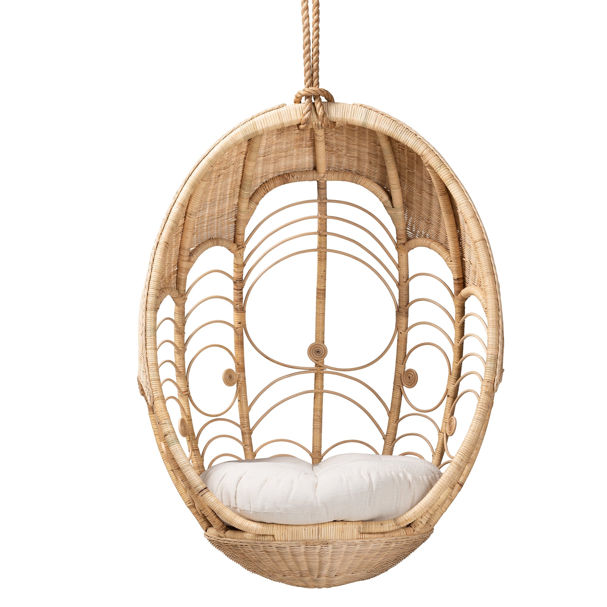 bali & pari Umika Modern Bohemian Natural Brown Rattan Hanging Chair