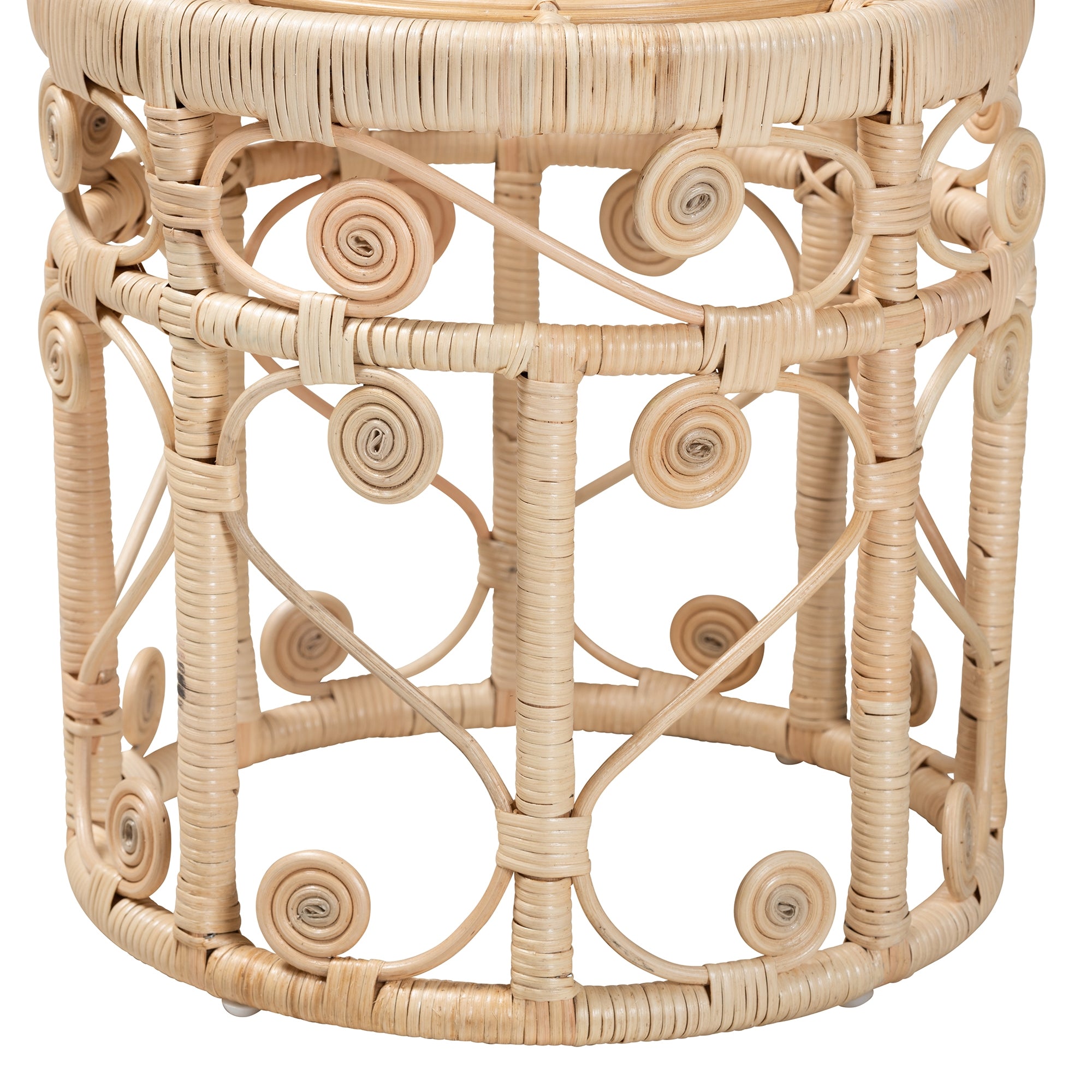 bali & pari Bowie Modern Bohemian Natural Brown Rattan 2-Piece Nesting End Table Set