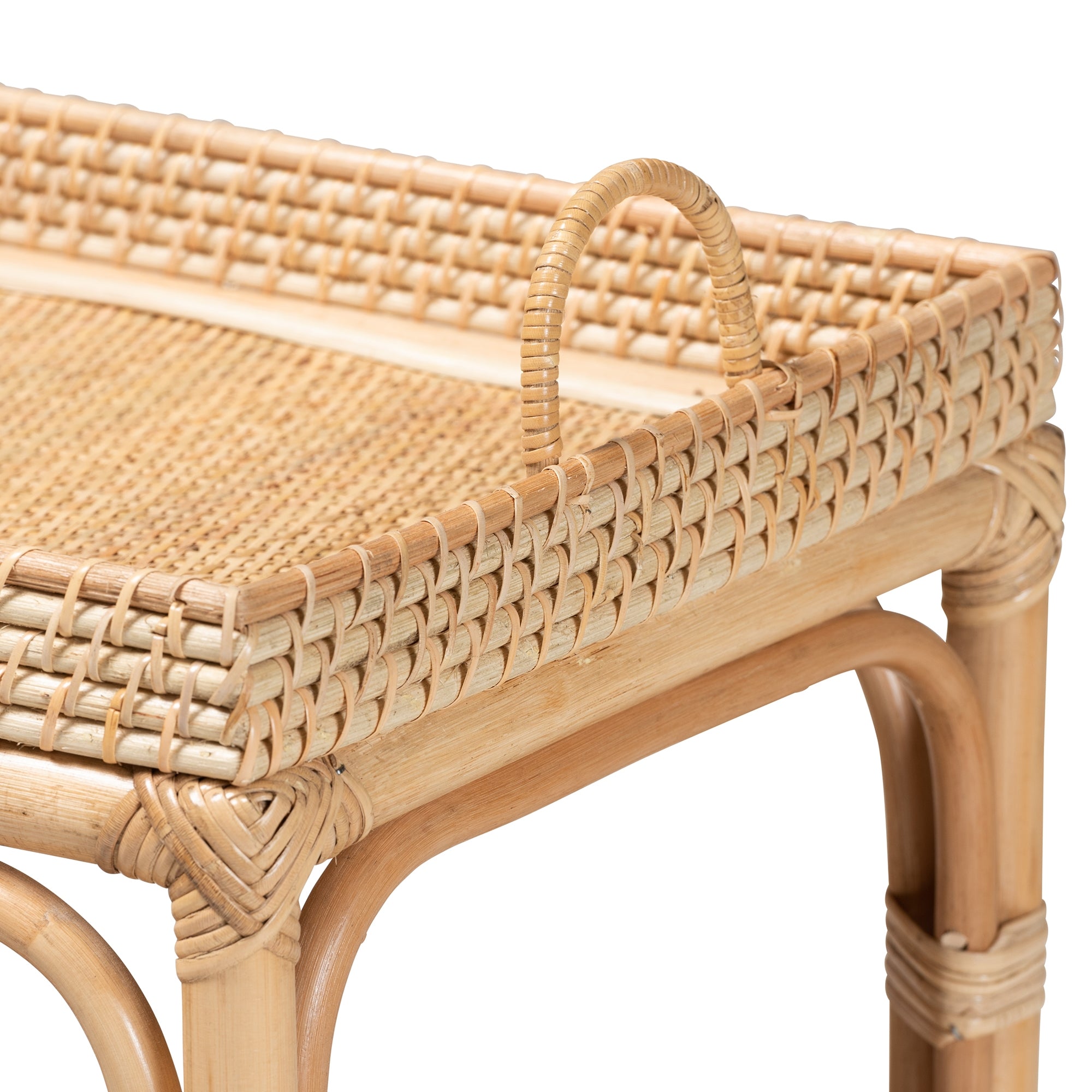 bali & pari Lombok Modern Bohemian Natural Brown Rattan Console Table