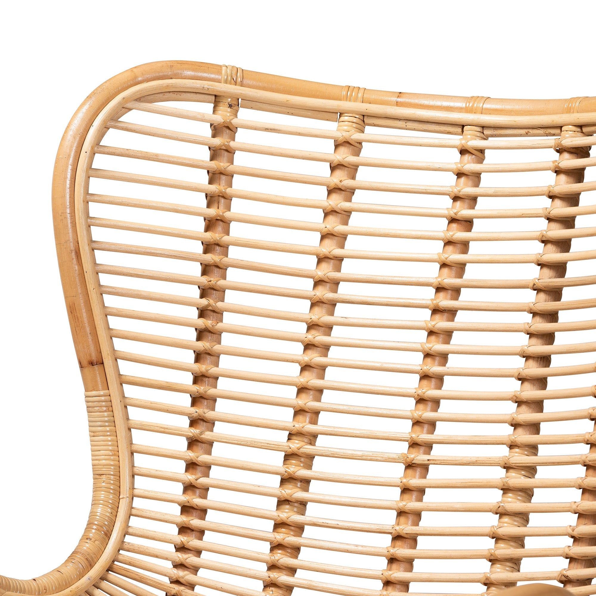 bali & pari Colorado Modern Bohemian Natural Brown Rattan and Black Metal Accent Chair