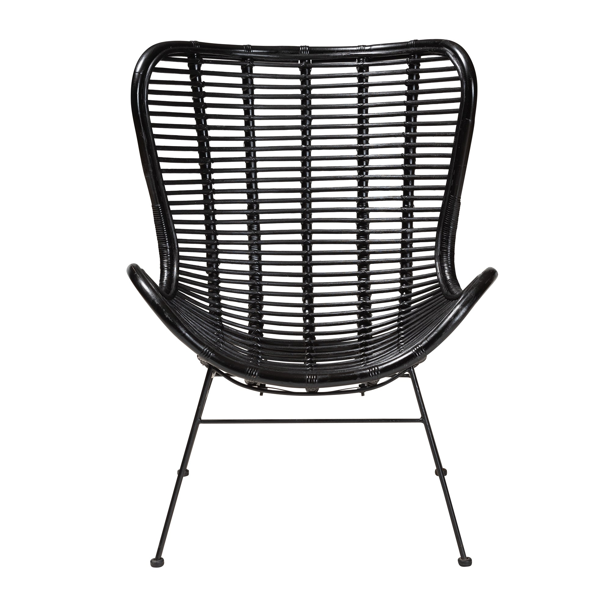 bali & pari Colorado Modern Bohemian Black Rattan and Metal Accent Chair