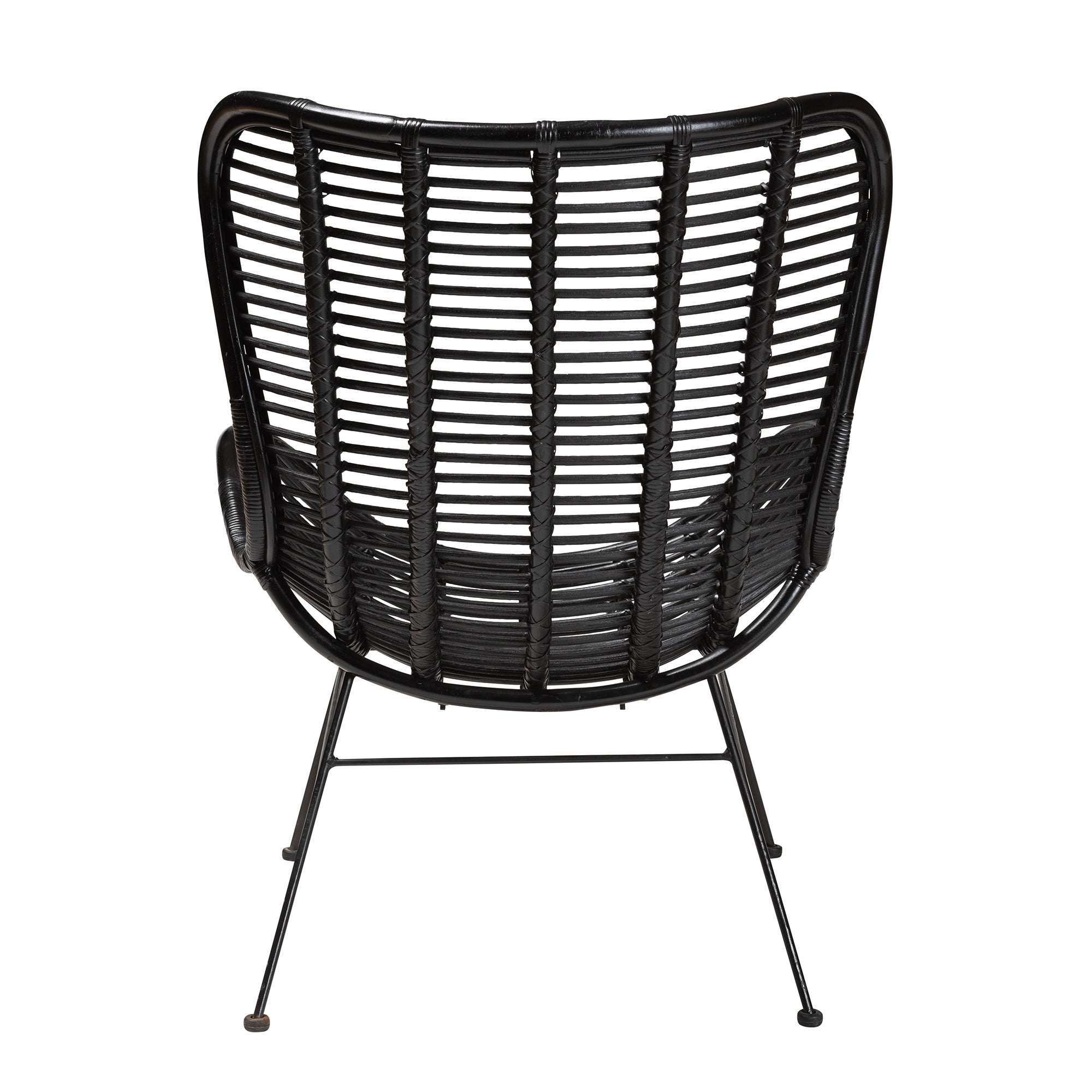 bali & pari Colorado Modern Bohemian Black Rattan and Metal Accent Chair
