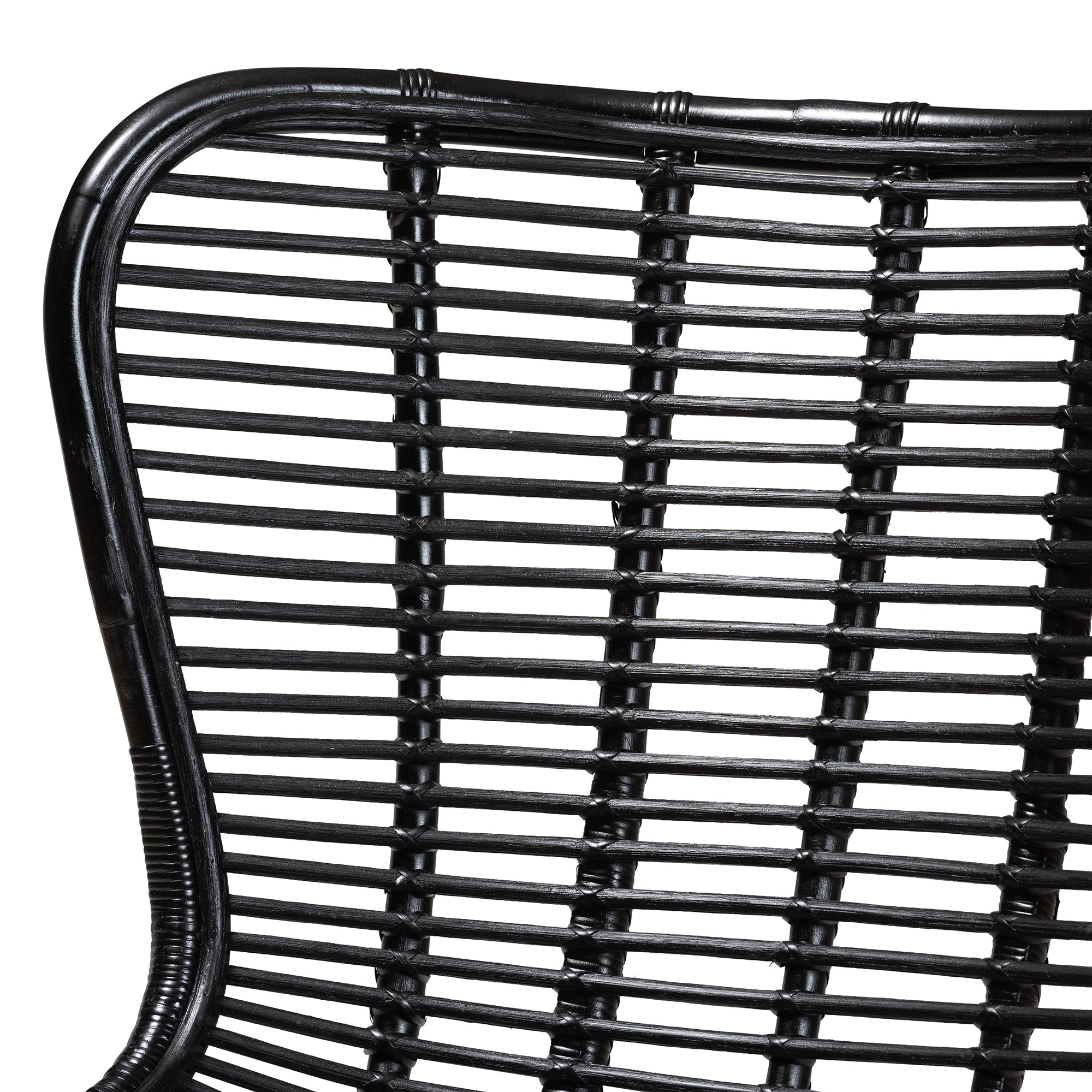 bali & pari Colorado Modern Bohemian Black Rattan and Metal Accent Chair