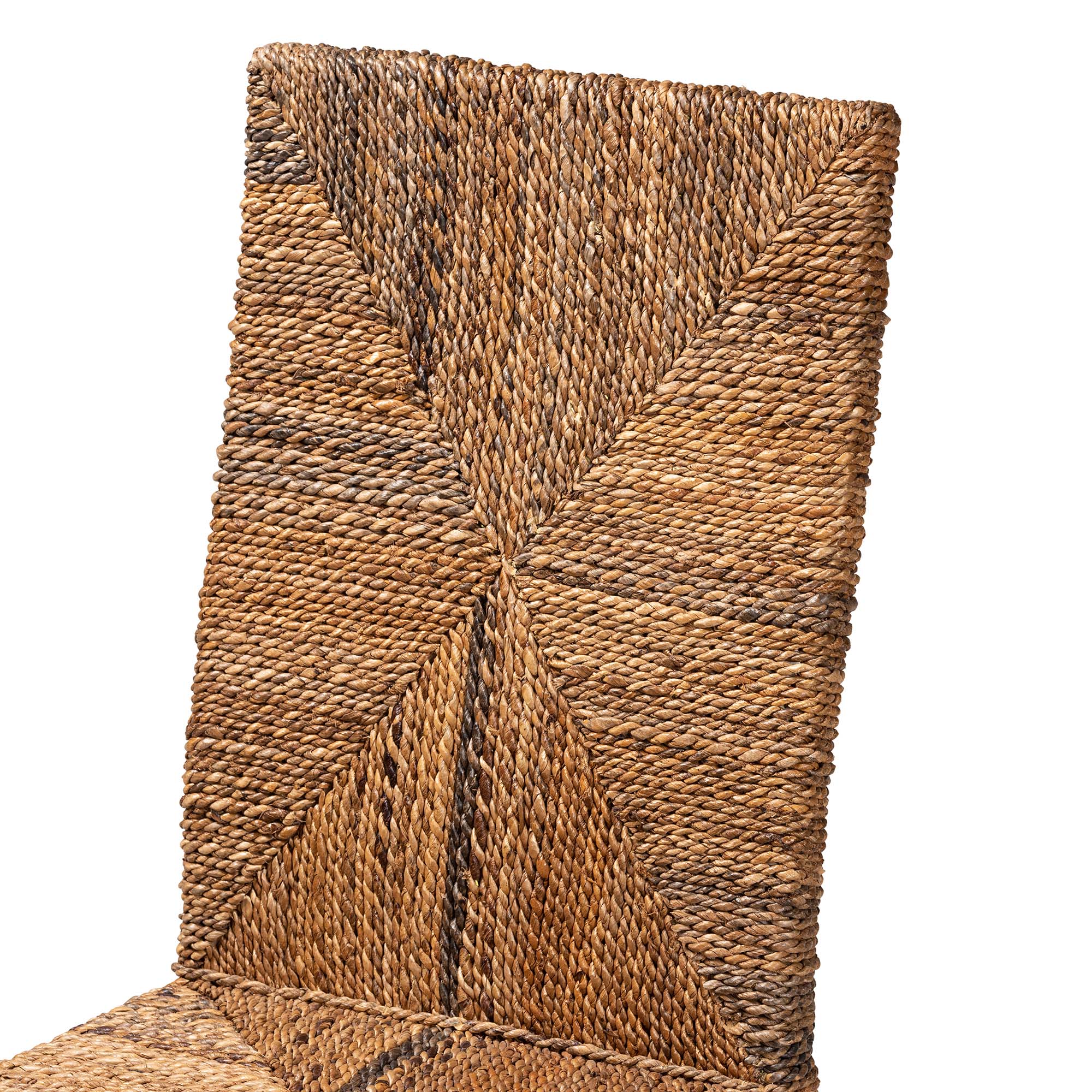 bali & pari Laymi Modern Bohemian Dark Brown Mahogany Wood and Seagrass Dining Chair