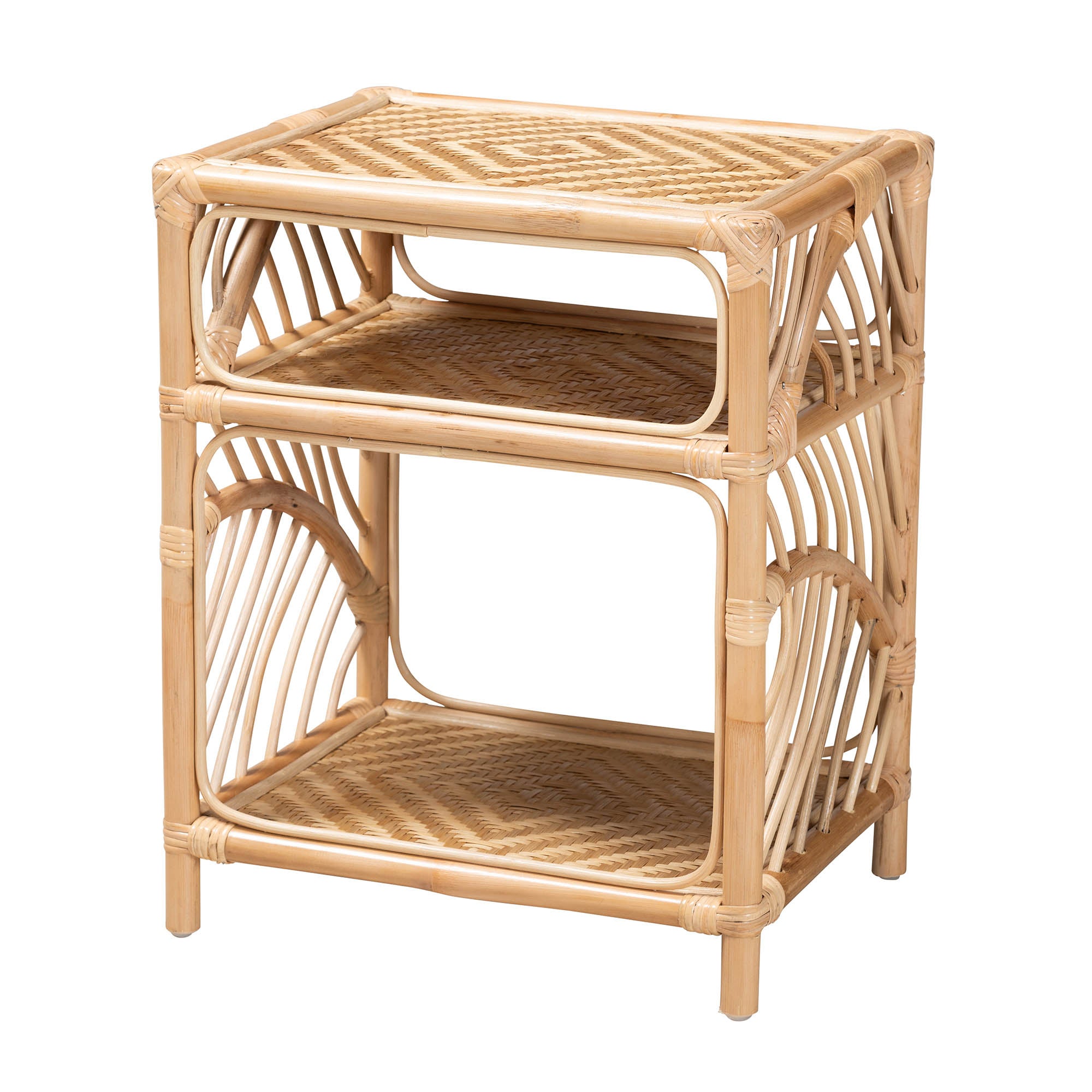 bali & pari Baara Modern Bohemian Natural Brown Rattan Nightstand