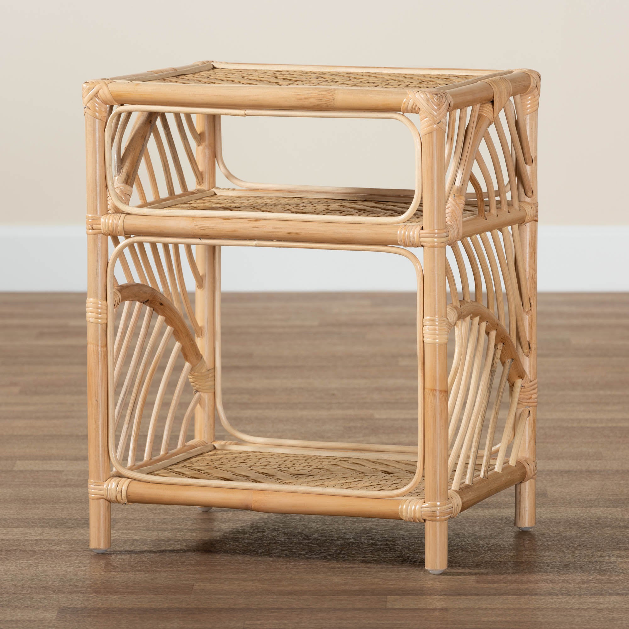 bali & pari Baara Modern Bohemian Natural Brown Rattan Nightstand