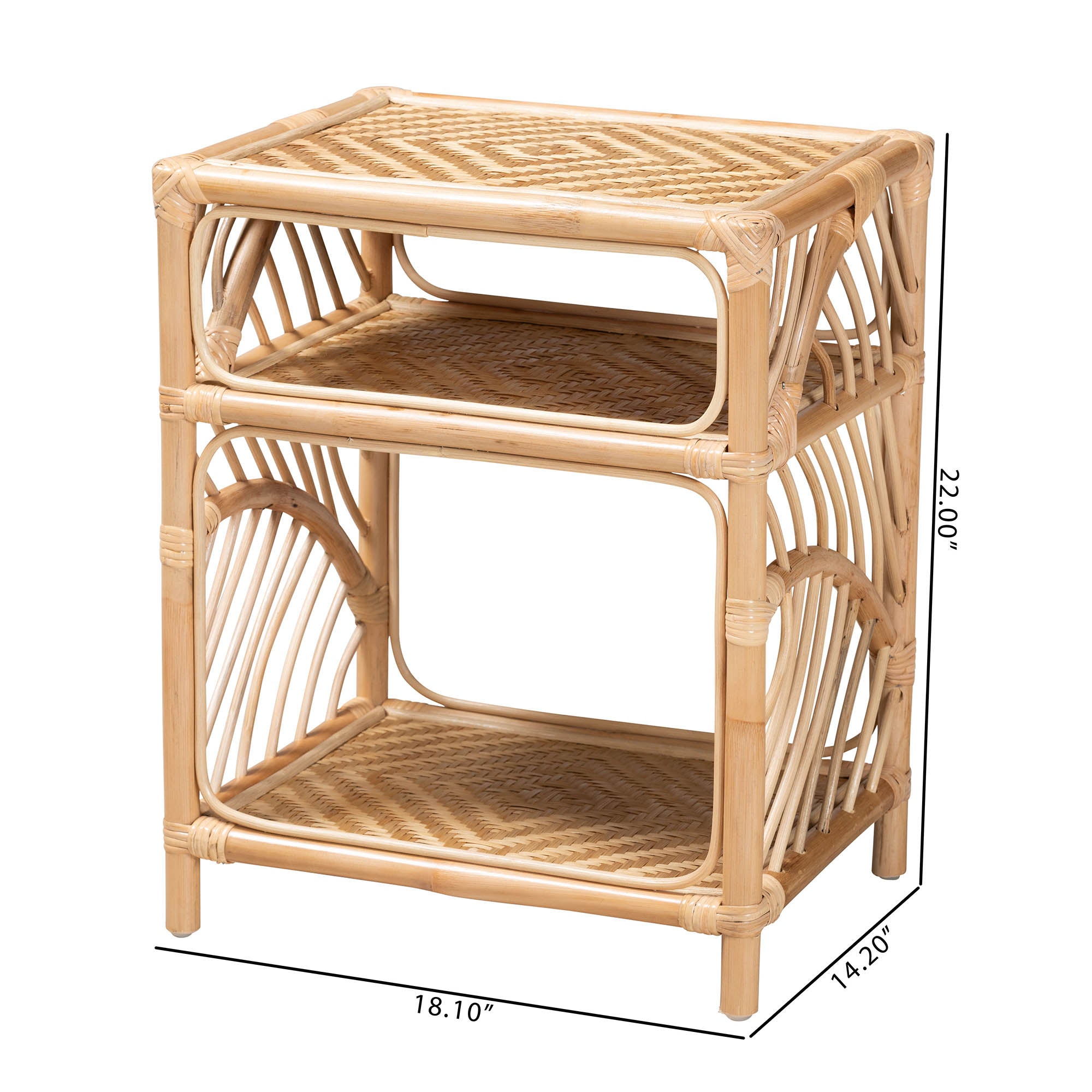 bali & pari Baara Modern Bohemian Natural Brown Rattan Nightstand
