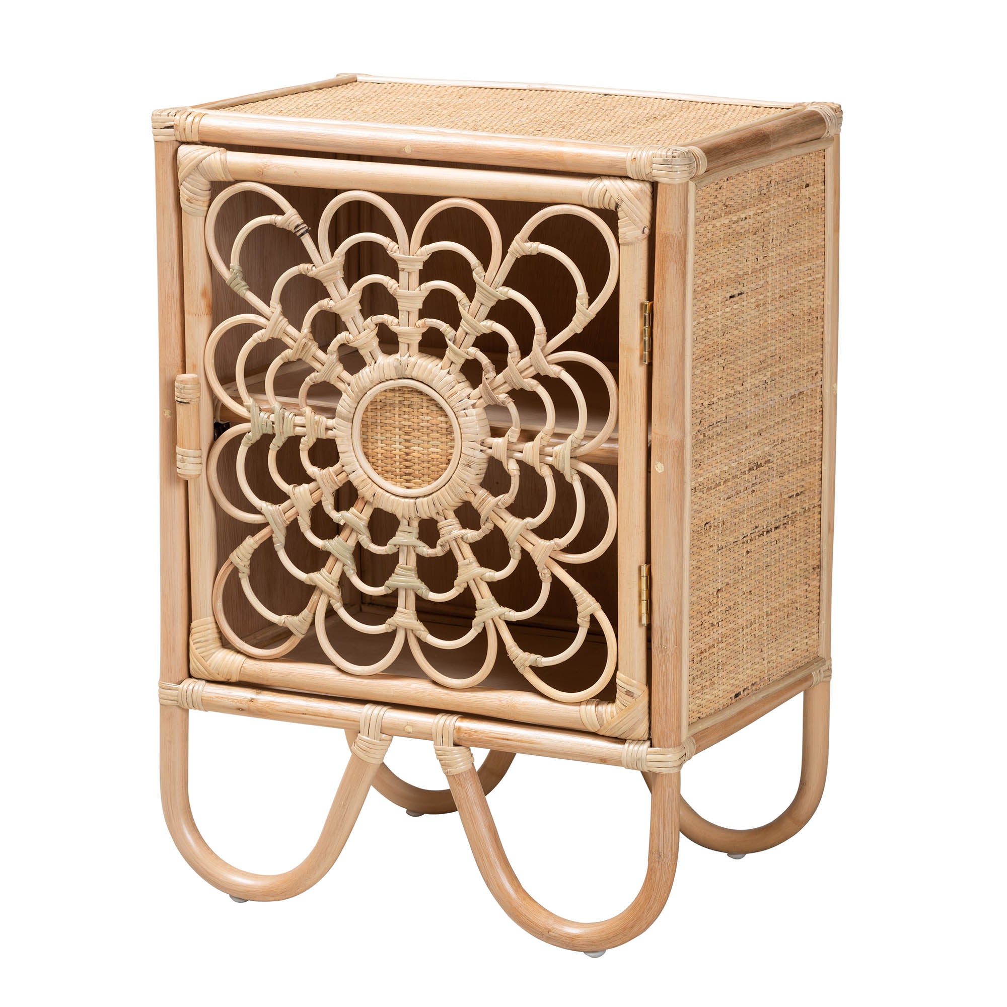 bali & pari Acelin Modern Bohemian Natural Brown Rattan Nightstand