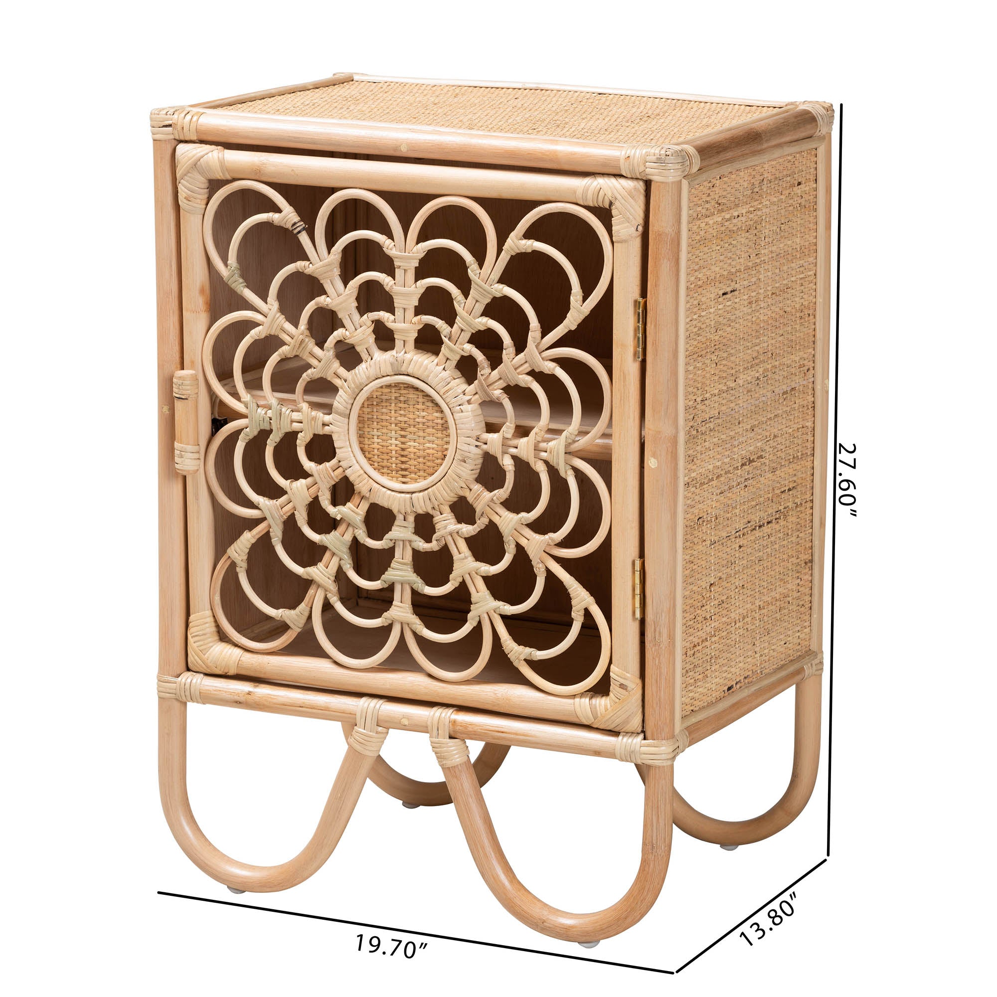 bali & pari Acelin Modern Bohemian Natural Brown Rattan Nightstand