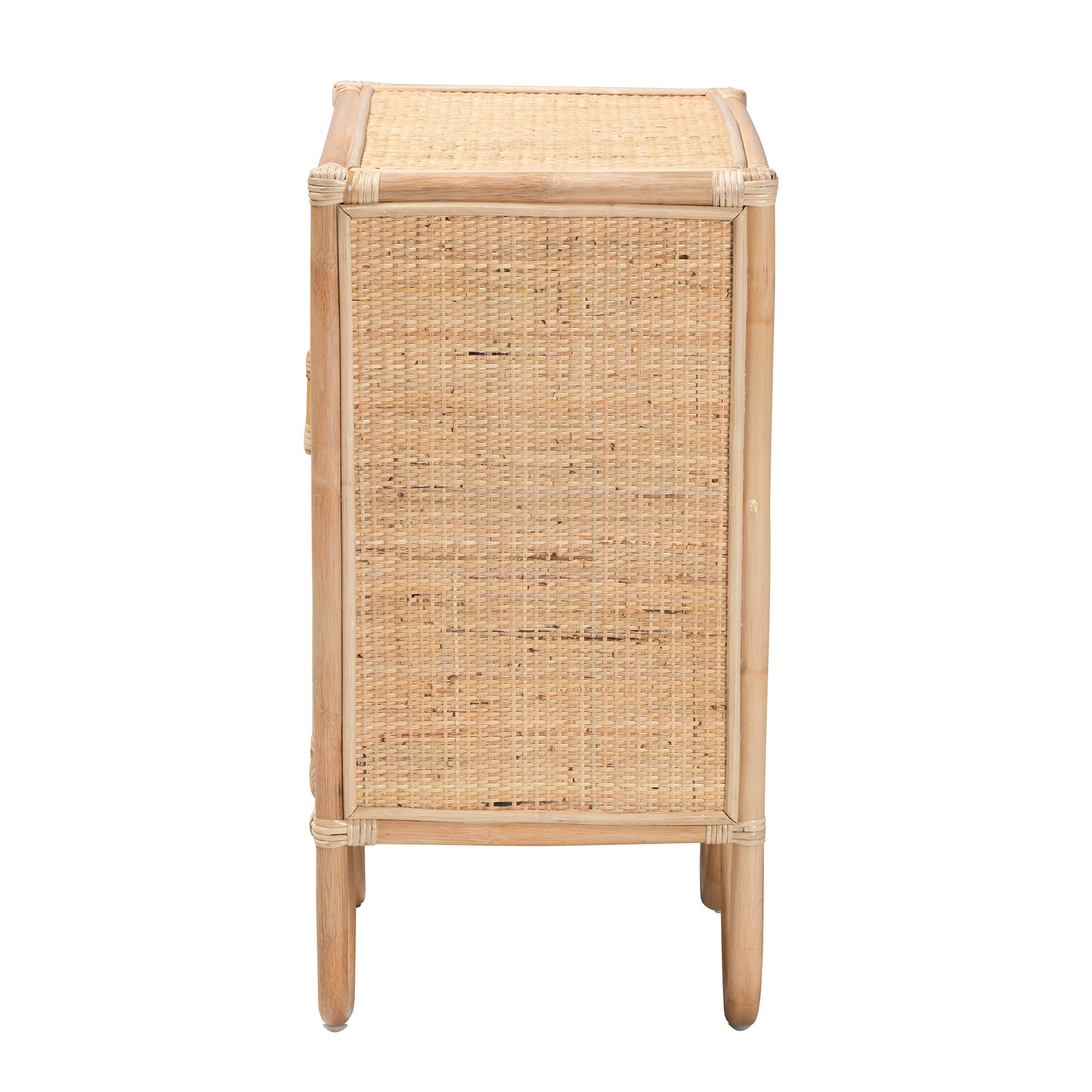 bali & pari Acelin Modern Bohemian Natural Brown Rattan Nightstand
