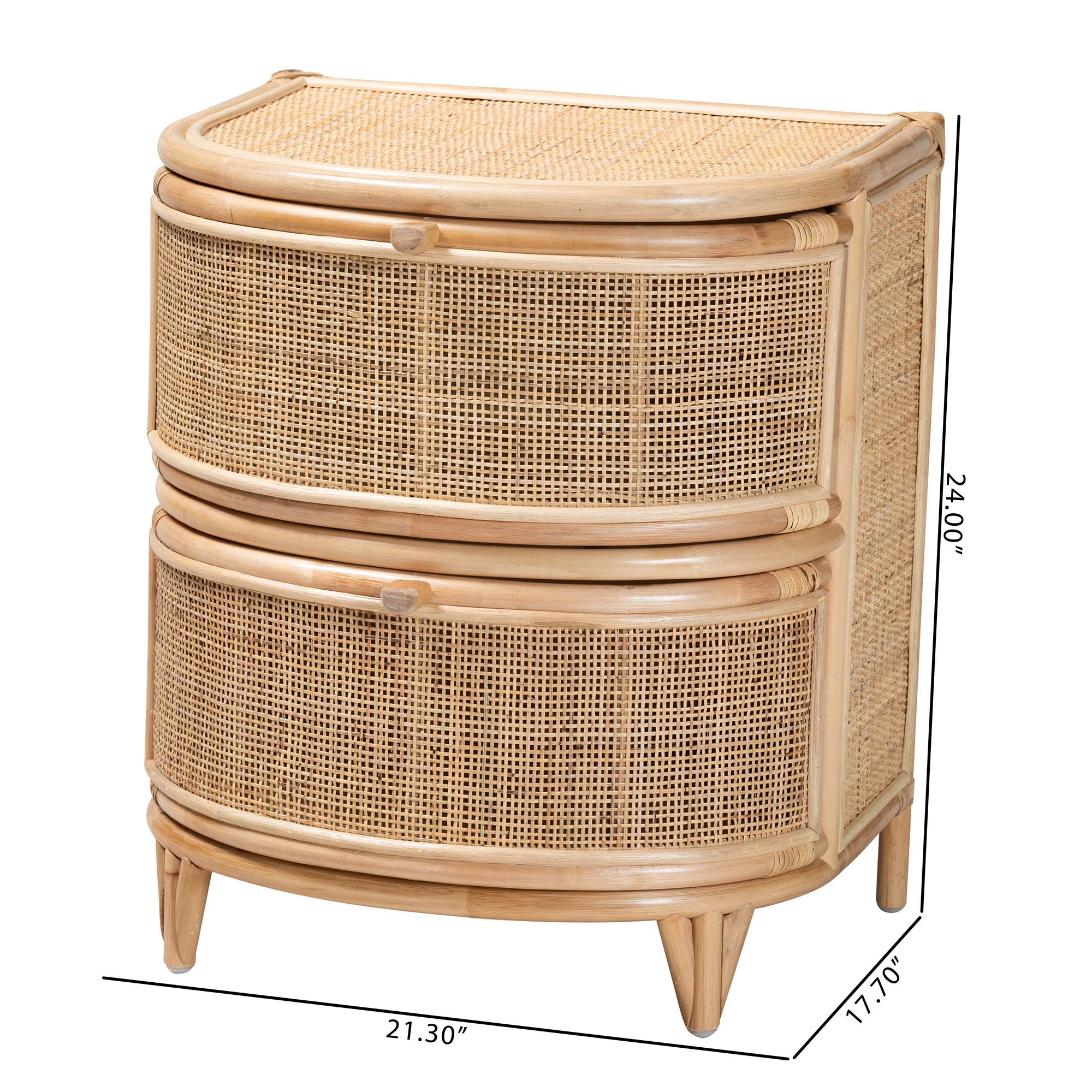 bali & pari Oleta Modern Bohemian Natural Brown Rattan 2-Drawer Nightstand