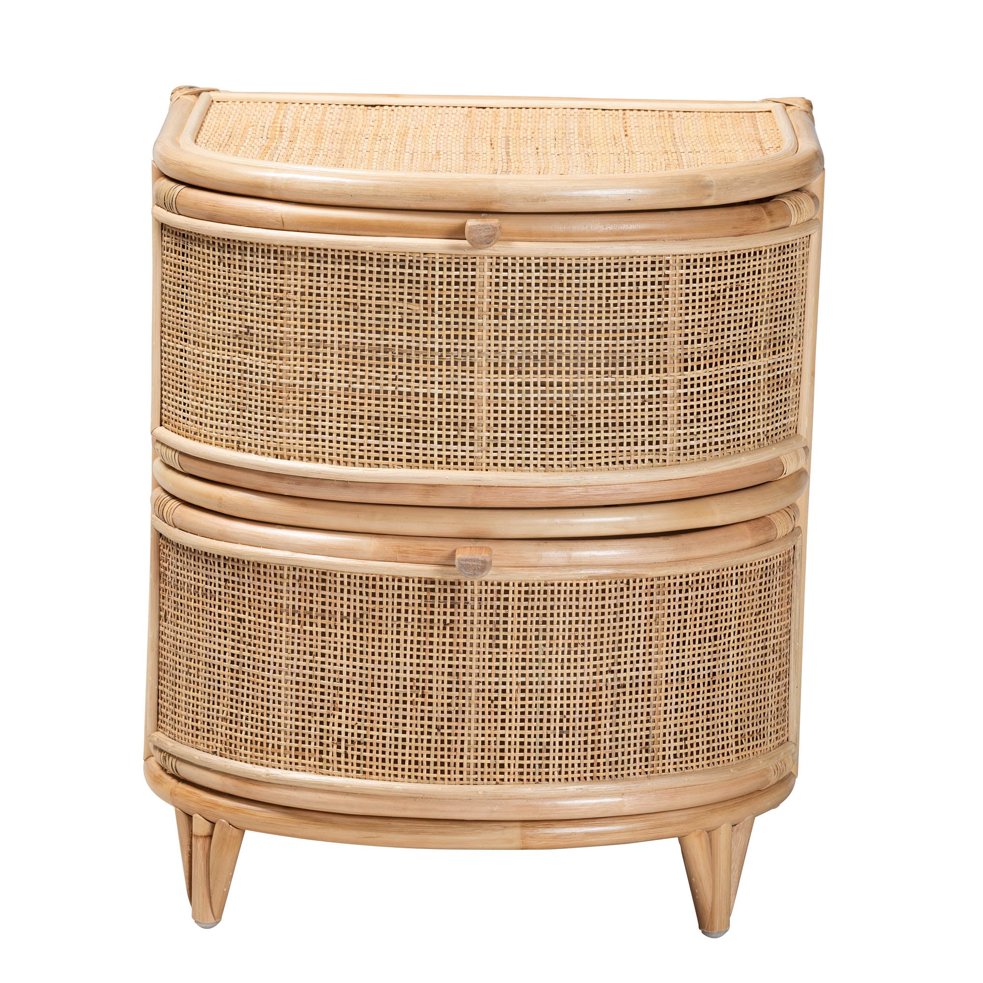 bali & pari Oleta Modern Bohemian Natural Brown Rattan 2-Drawer Nightstand