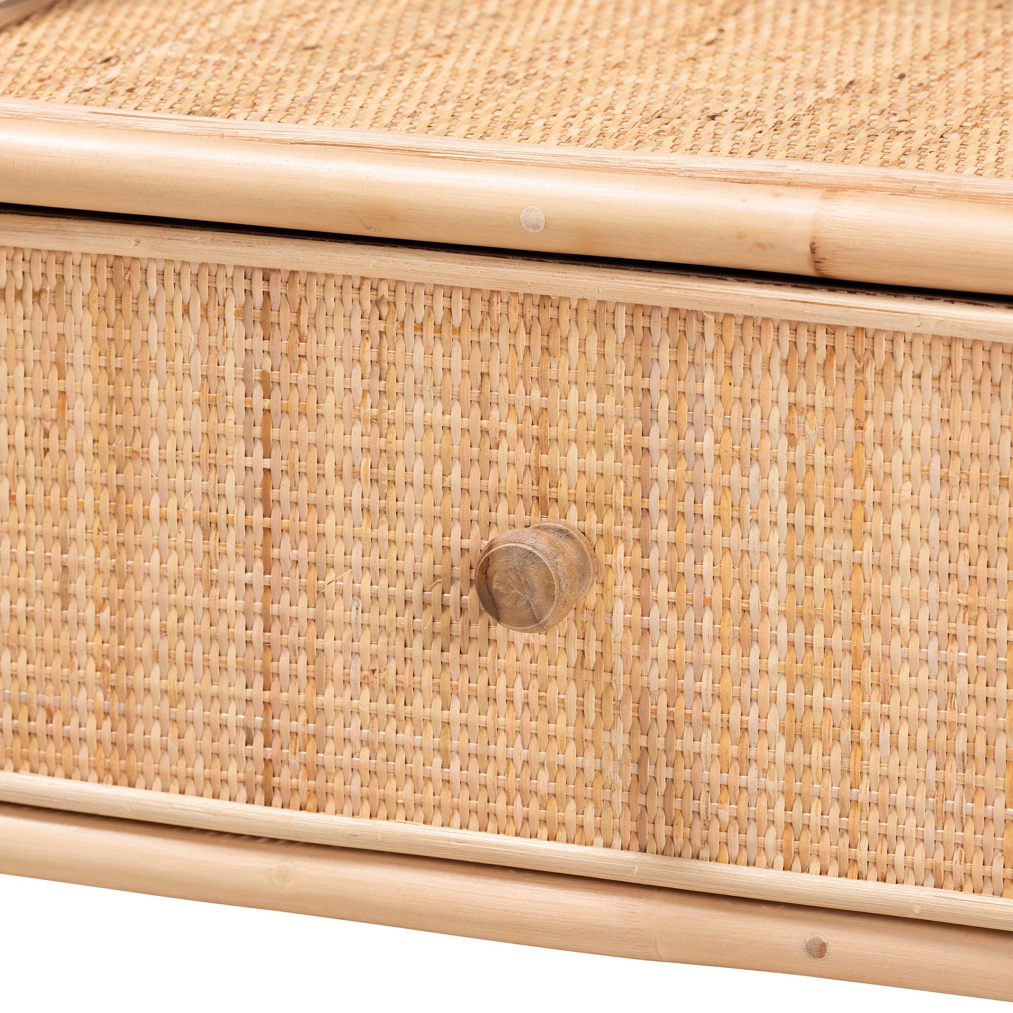 bali & pari Lalo Modern Bohemian Natural Brown Rattan 1-Drawer Nightstand