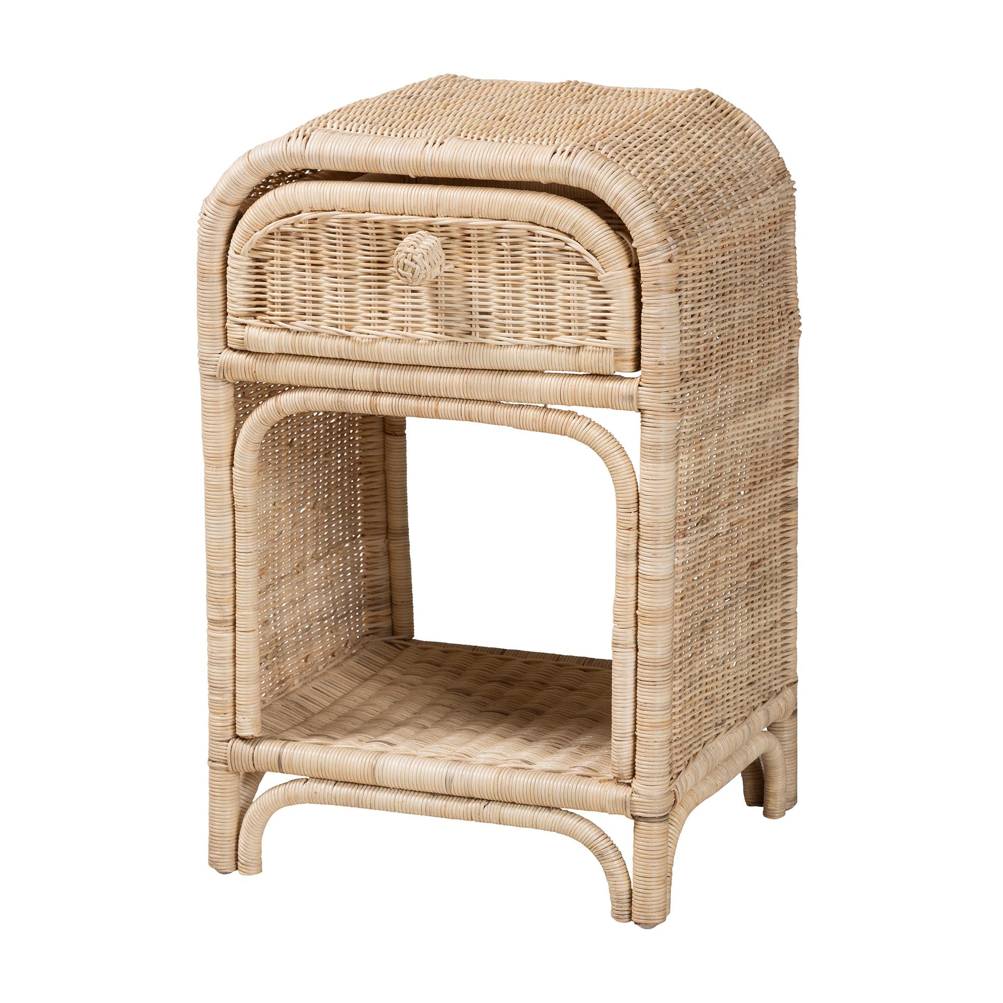 bali & pari Magni Modern Bohemian Natural Brown Rattan 1-Drawer Nightstand