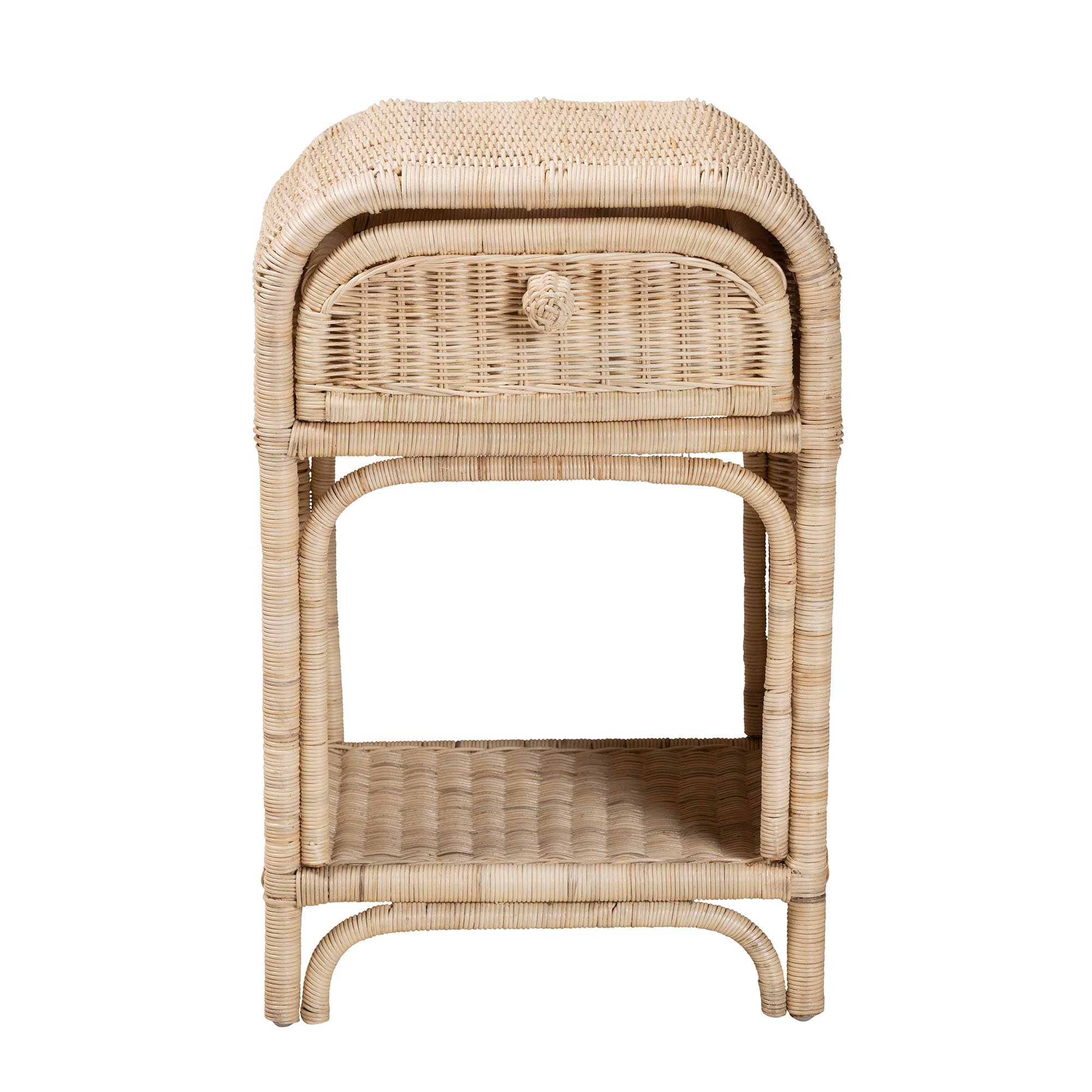 bali & pari Magni Modern Bohemian Natural Brown Rattan 1-Drawer Nightstand